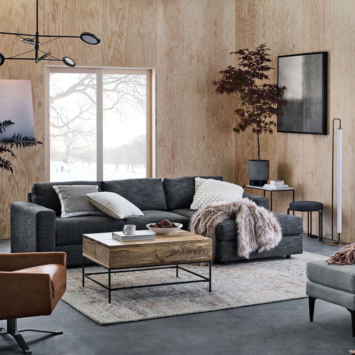 West Elm Charcoal Gray Urban Sofa with Chaise - image-8