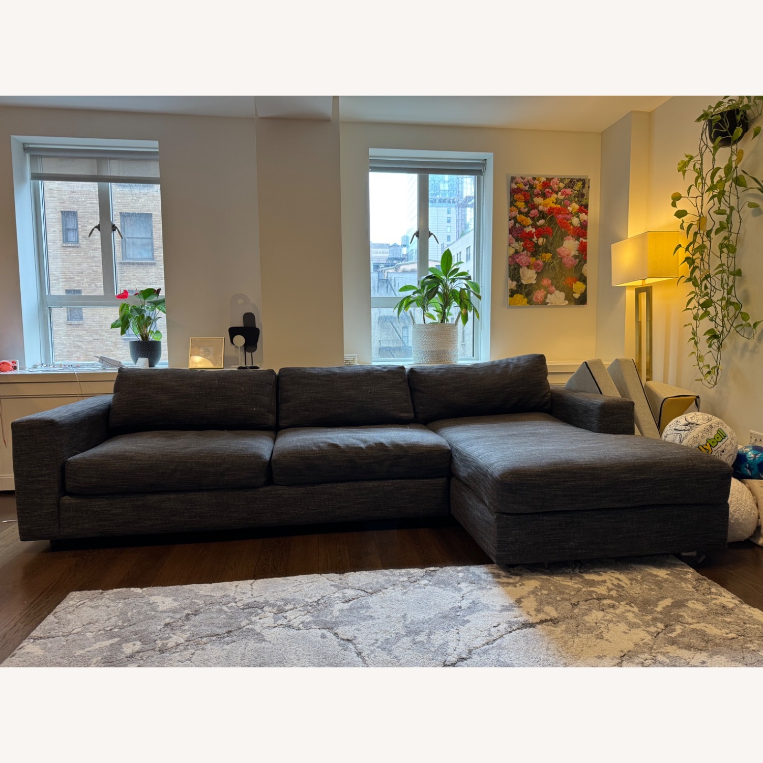 West Elm Charcoal Gray Urban Sofa with Chaise - image-1