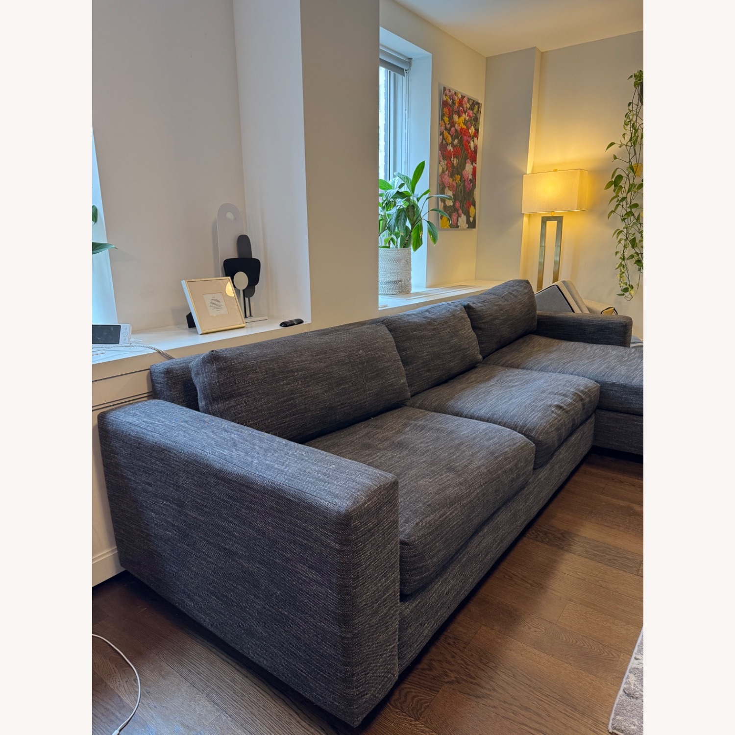 West Elm Charcoal Gray Urban Sofa with Chaise - image-2