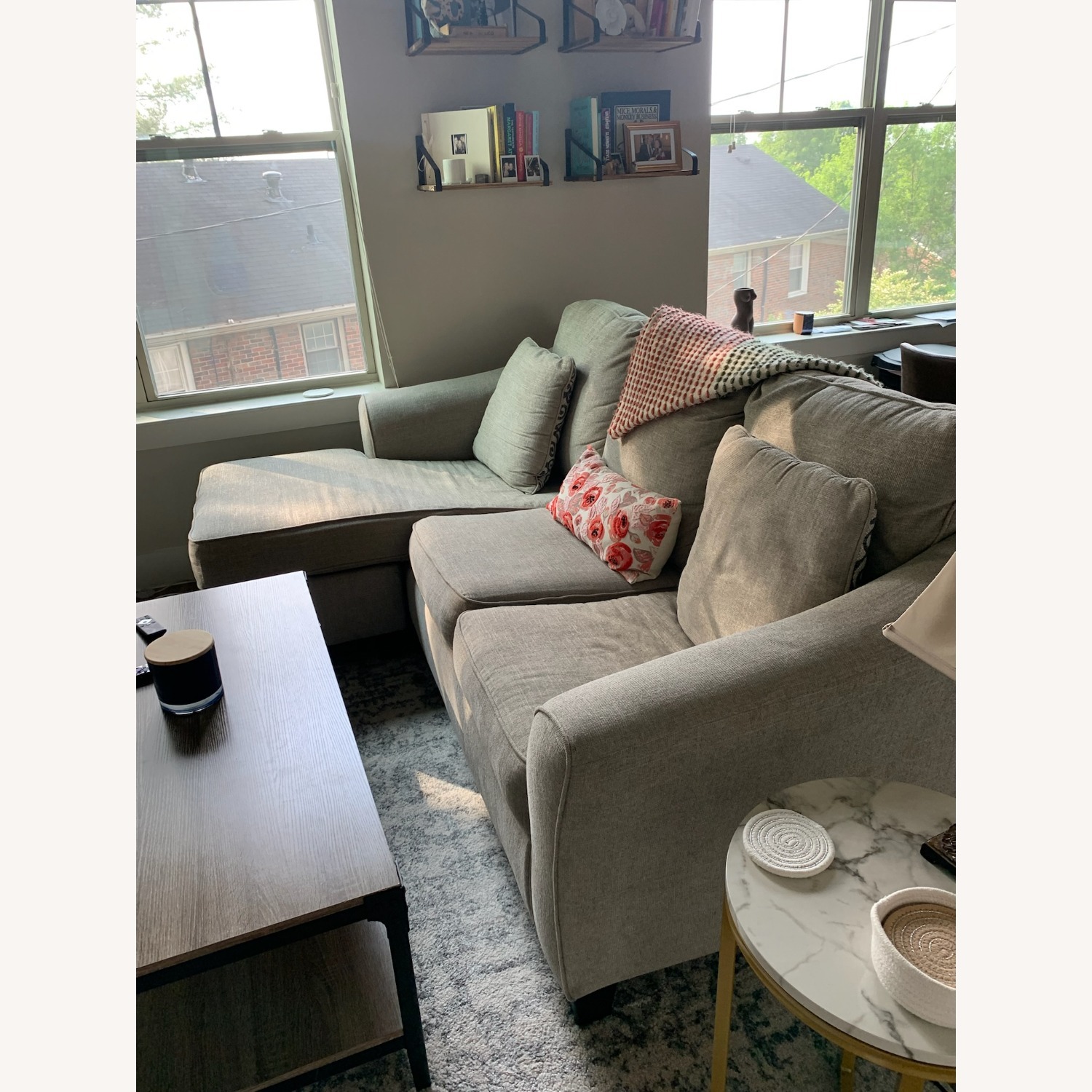 Ashely Furniture Grey Sleeper Sofa Sectional - image-1