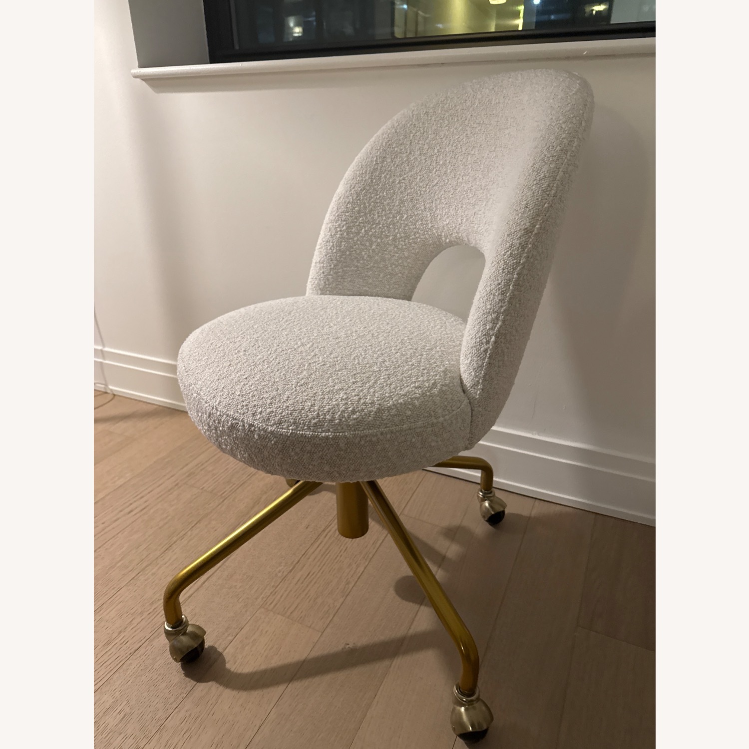 Pottery Barn Teen Chunky Boucle Ivory Andie Swivel Desk Chair - image-2