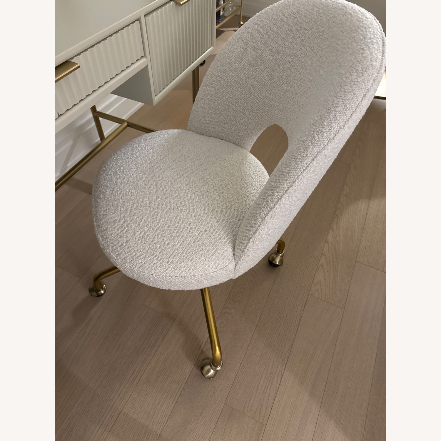 Pottery Barn Teen Chunky Boucle Ivory Andie Swivel Desk Chair - image-3
