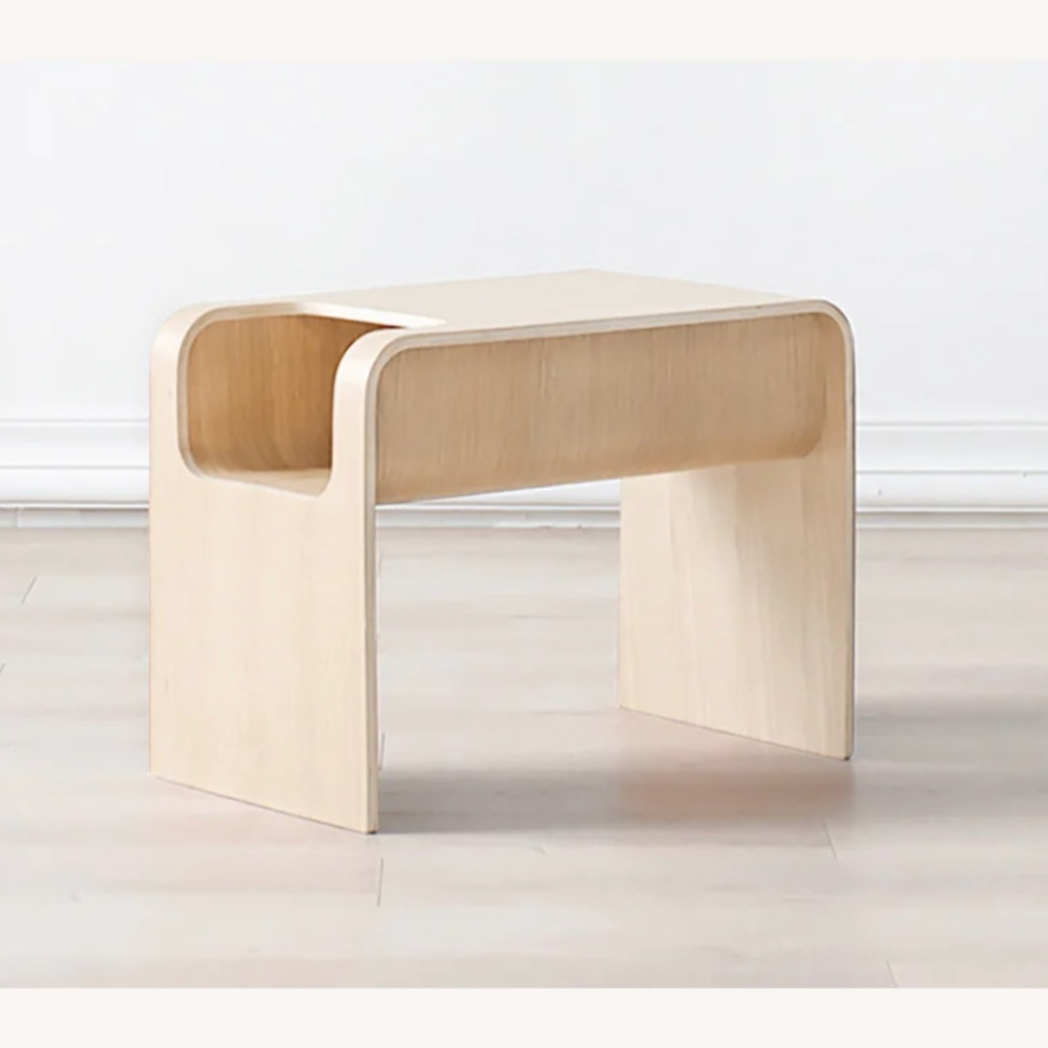 C Shaped Natural Convertible Side Table w Storage - image-3