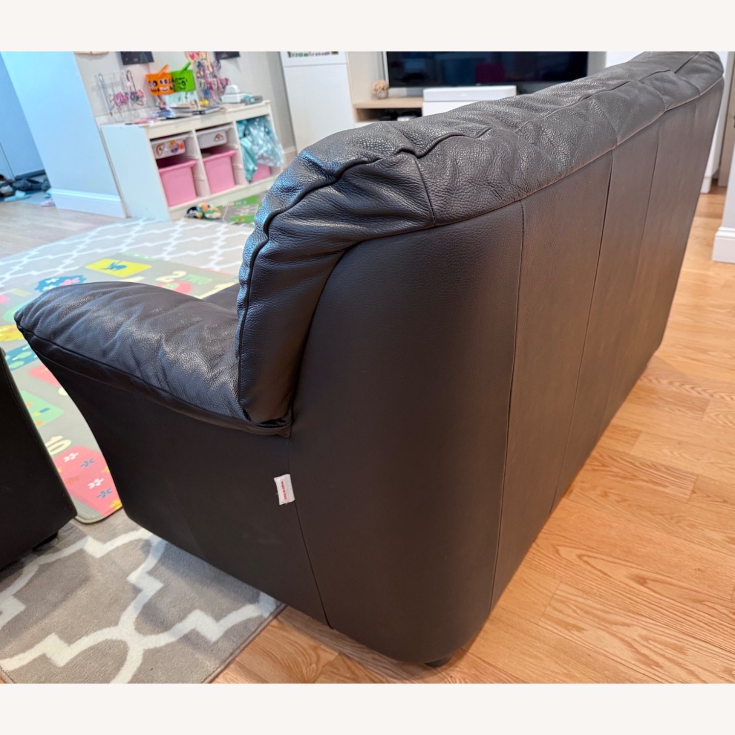 Leather Loveseat Dark Brown - image-10