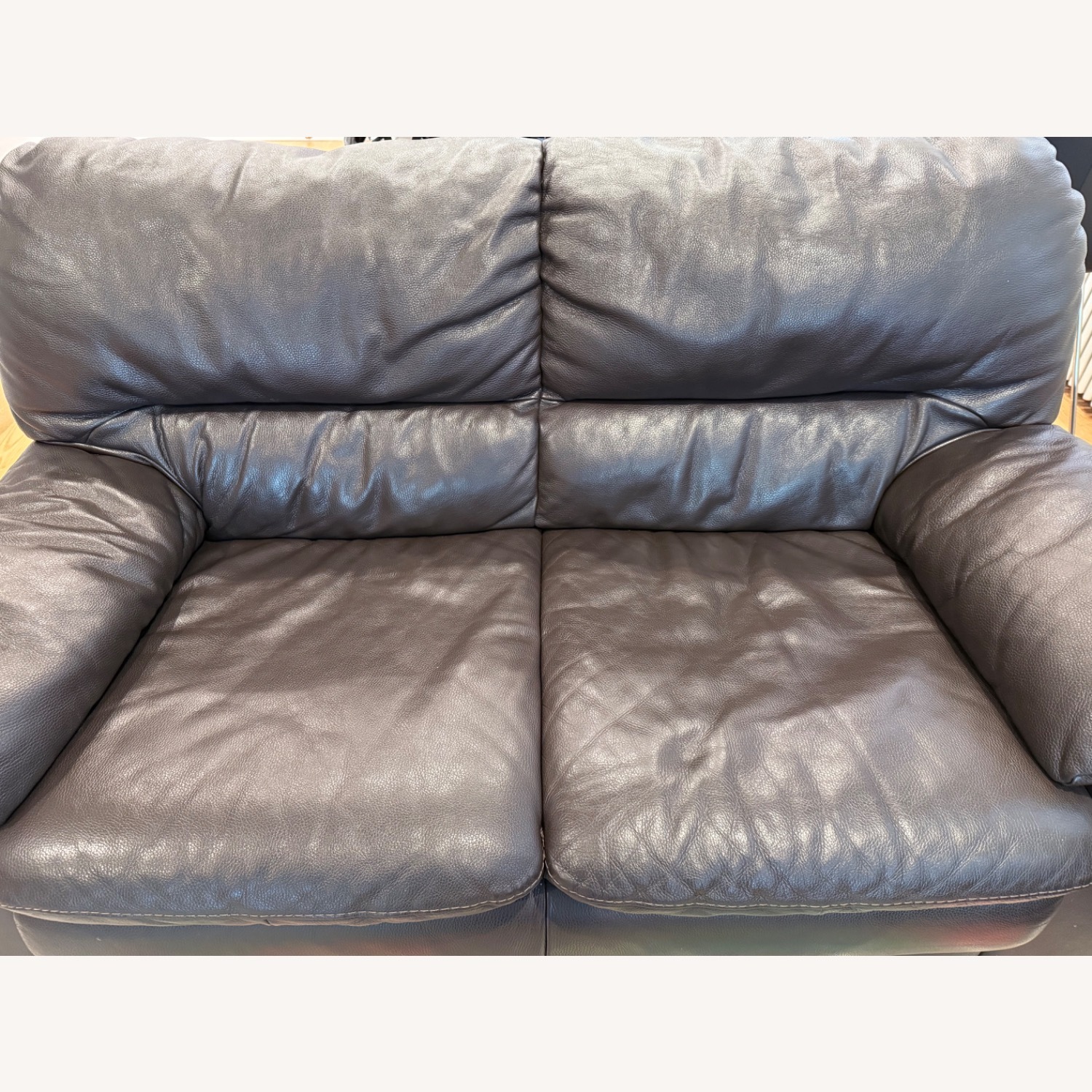 Leather Loveseat Dark Brown - image-6