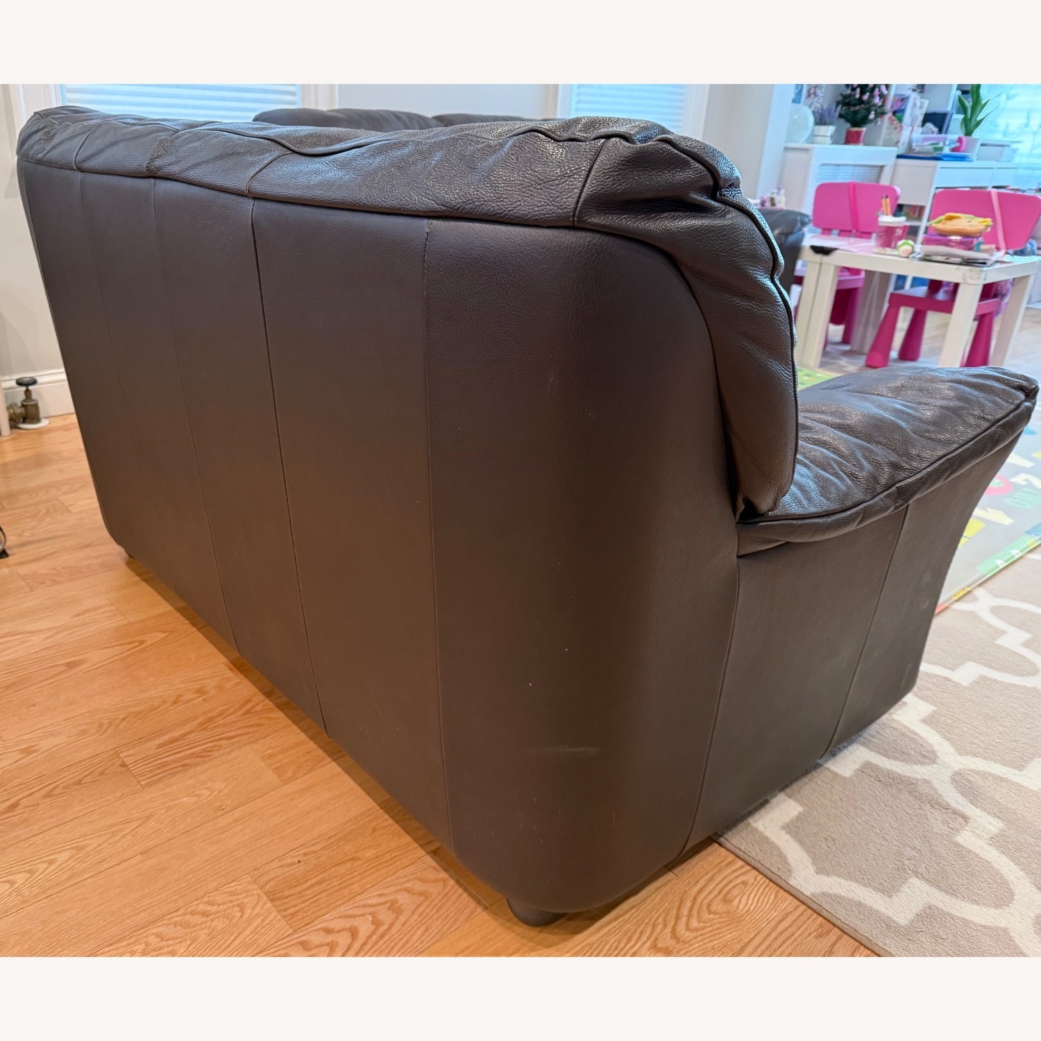 Leather Loveseat Dark Brown - image-9