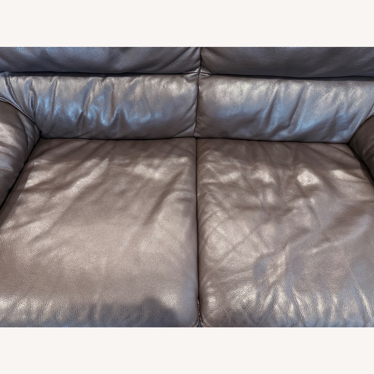 Leather Loveseat Dark Brown - image-5