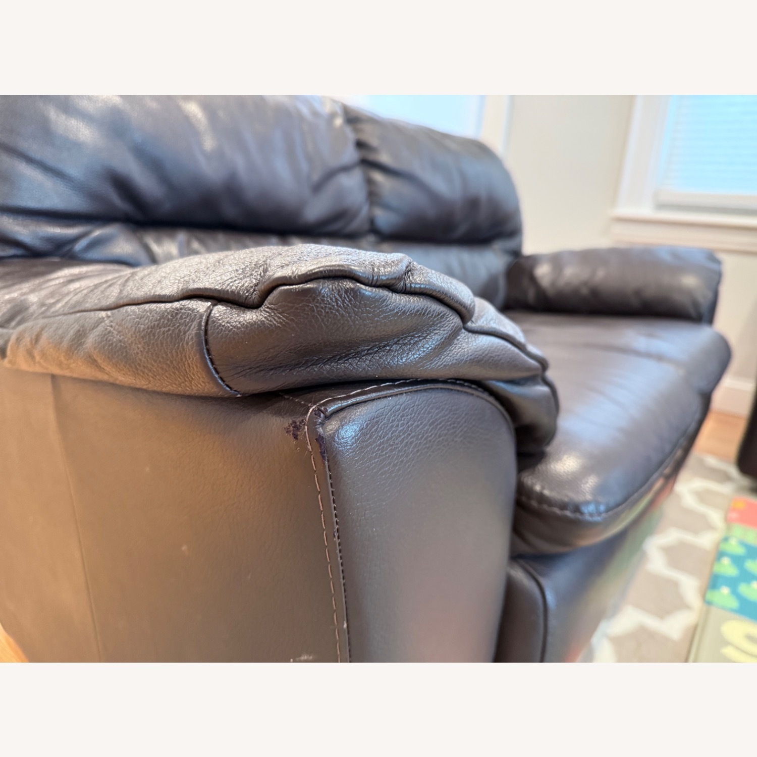 Leather Loveseat Dark Brown - image-4