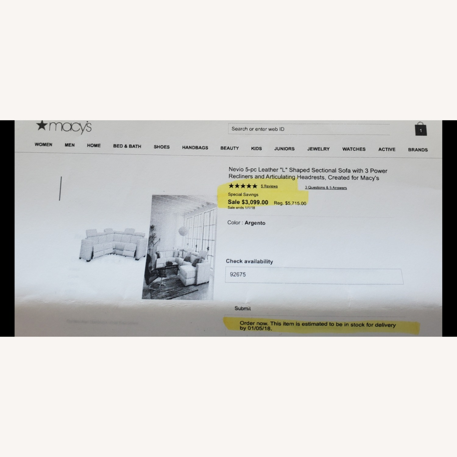 Macy's Nevio 124" 5-Pc. Fabric Sectional Sofa with Chaise - image-7