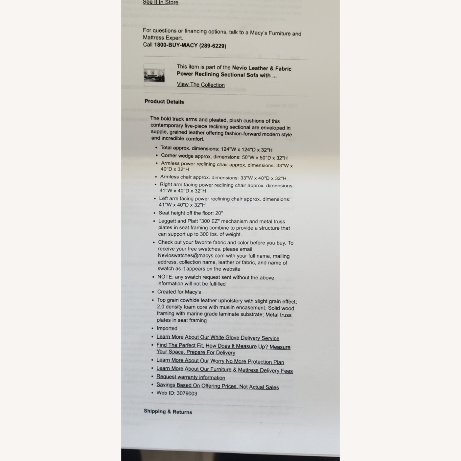 Macy's Nevio 124" 5-Pc. Fabric Sectional Sofa with Chaise - image-12