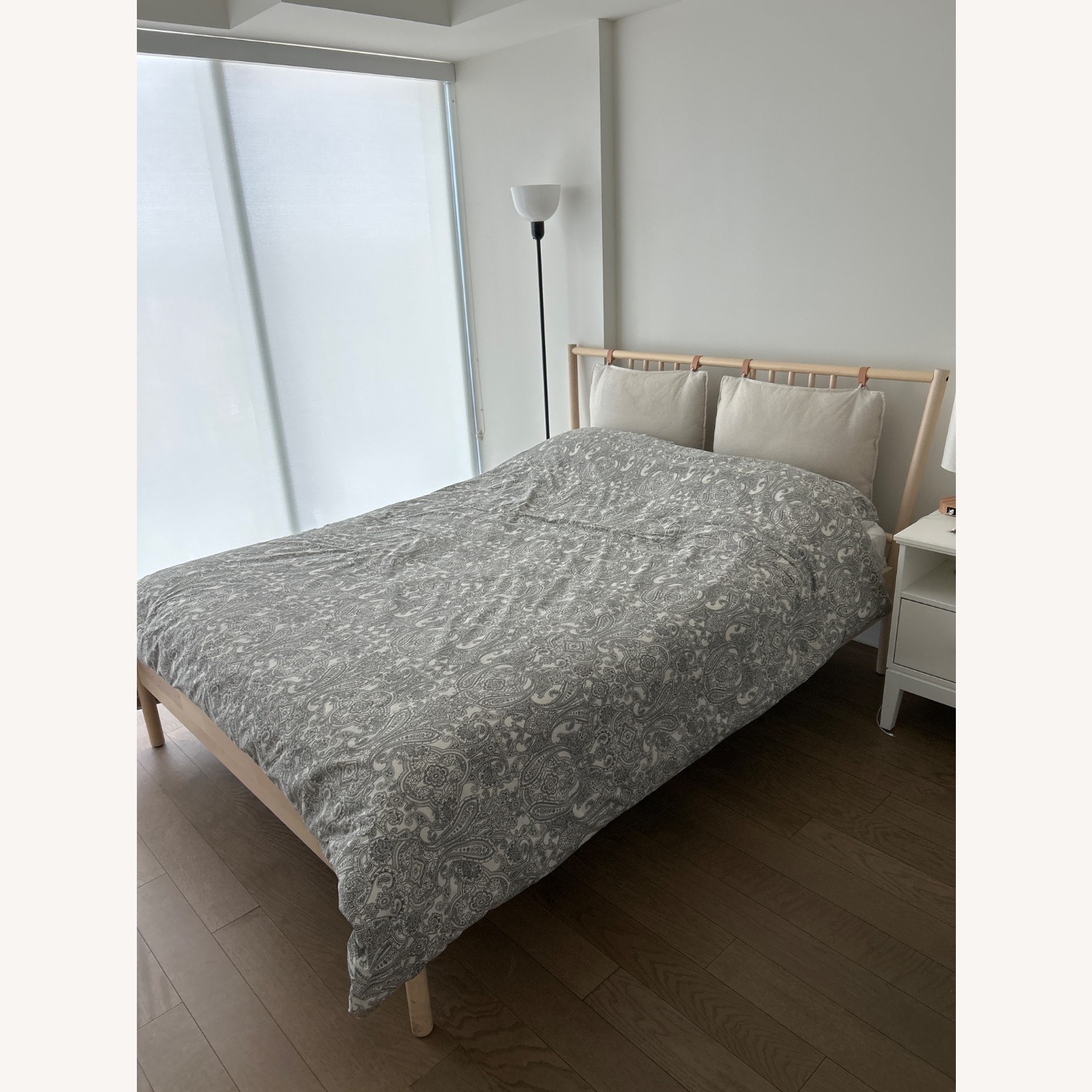 IKEA Queen Bed Frame, Birch Veneer - image-1