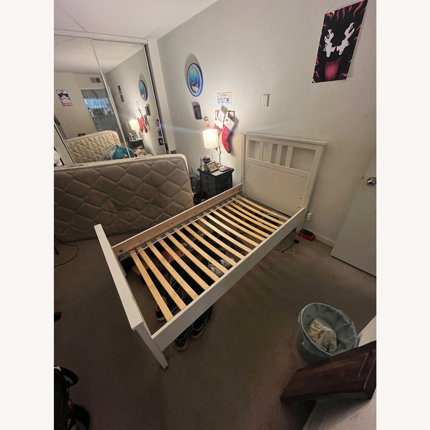 White Twin Bed with Tall Headboard - image-4