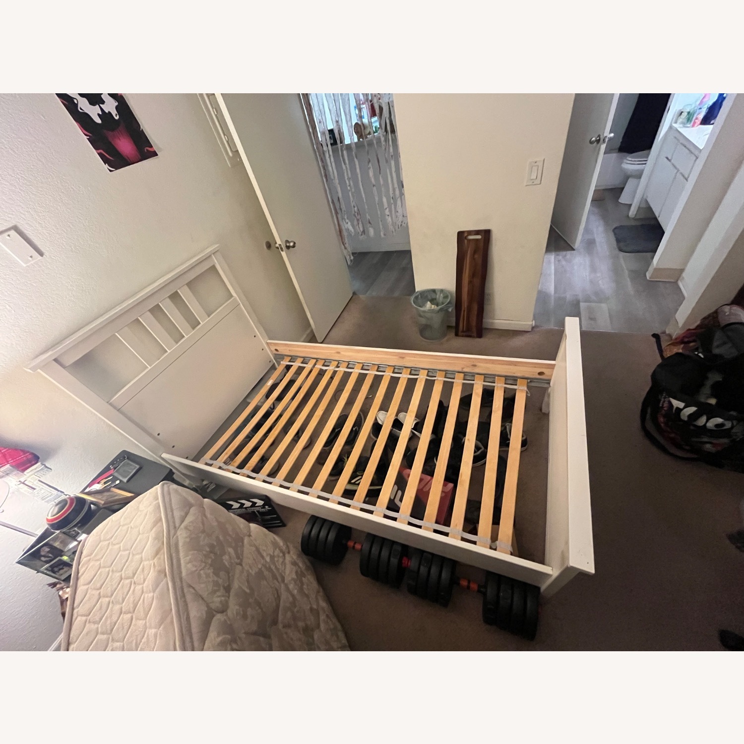 White Twin Bed with Tall Headboard - image-3