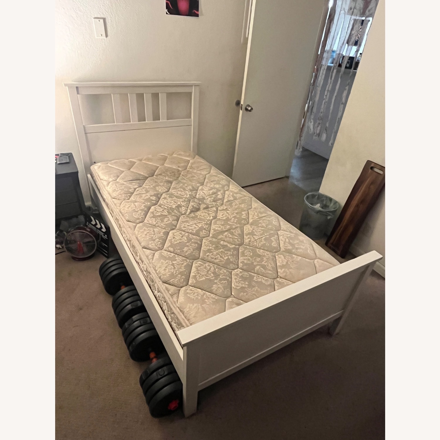 White Twin Bed with Tall Headboard - image-1