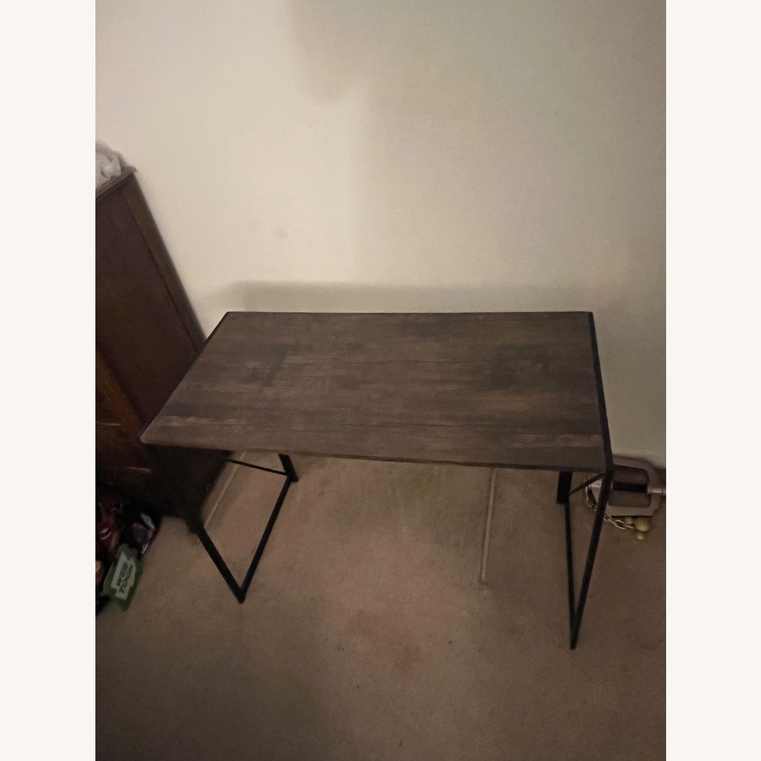 Brown Wooden Desk with Metal Legs and Base - image-2