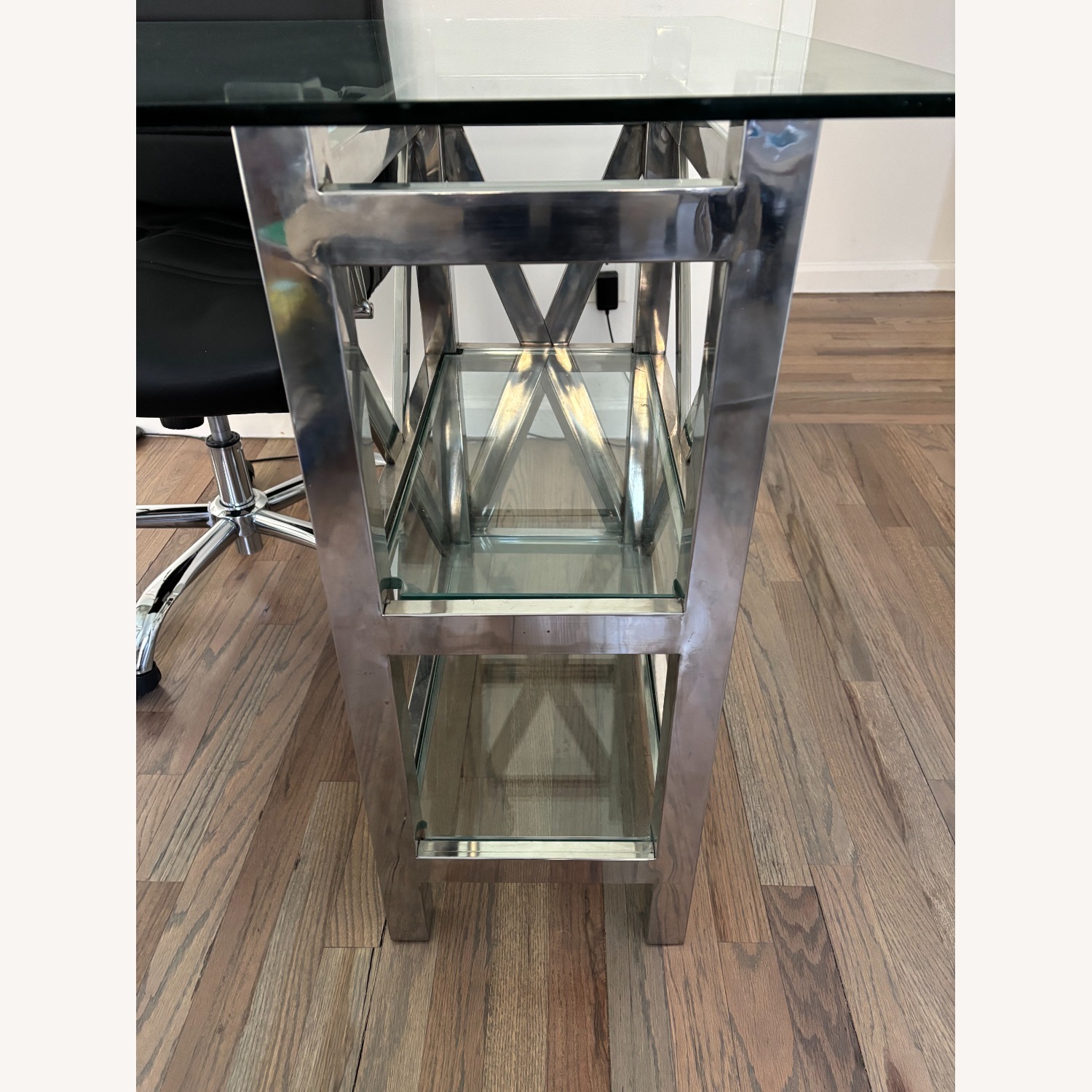 Andrew Martin Glass & Chrome Desk - image-6
