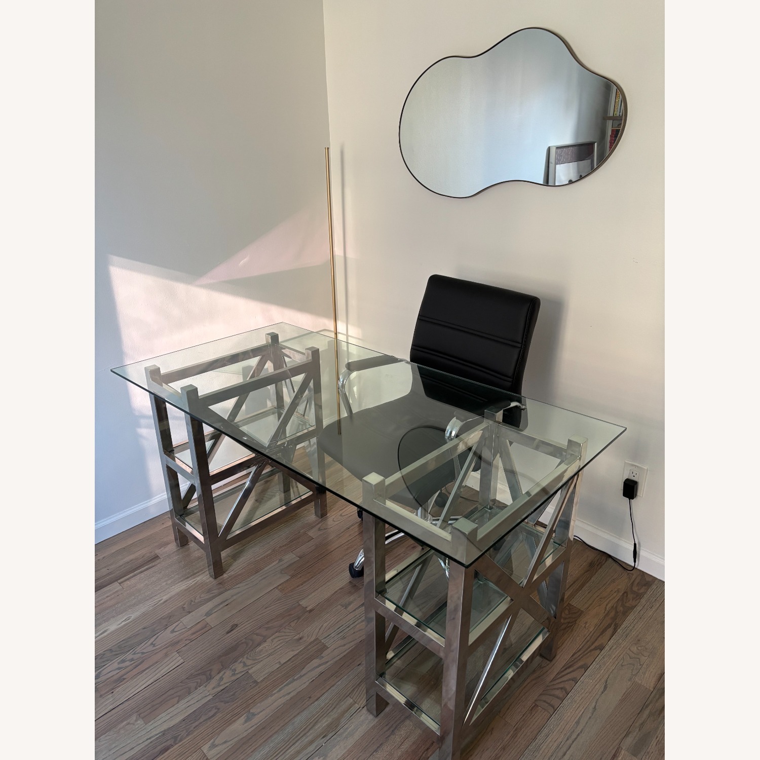 Andrew Martin Glass & Chrome Desk - image-1
