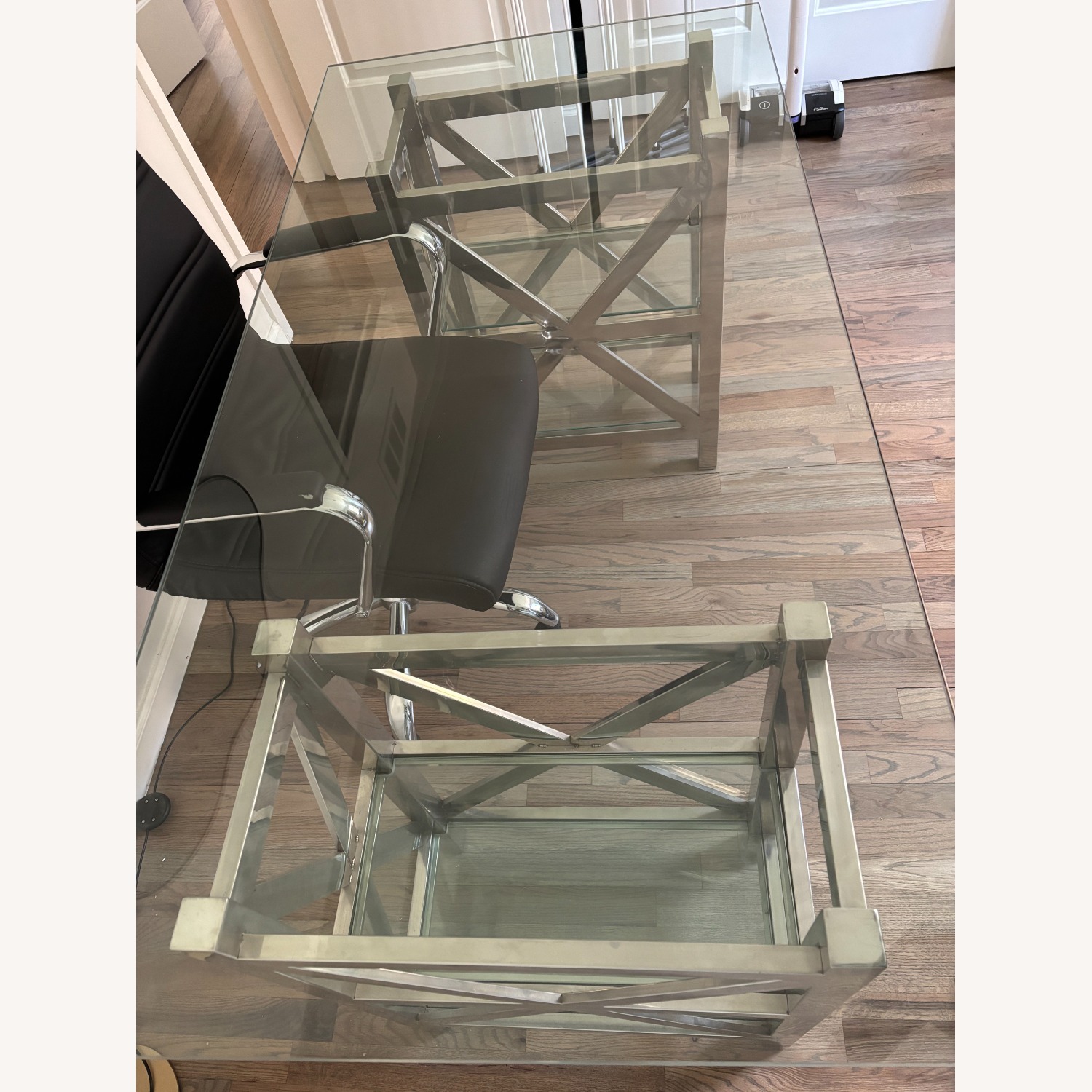 Andrew Martin Glass & Chrome Desk - image-7