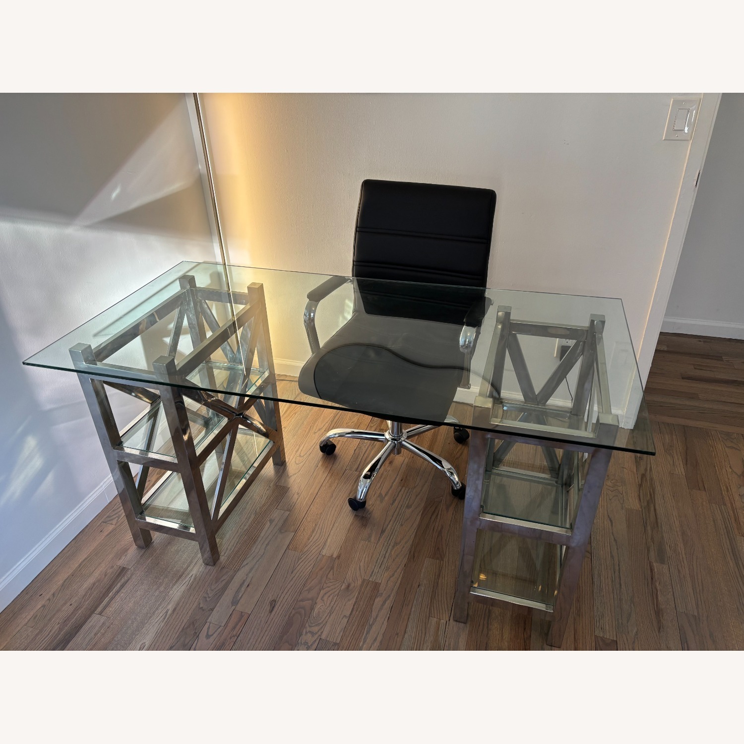Andrew Martin Glass & Chrome Desk - image-2