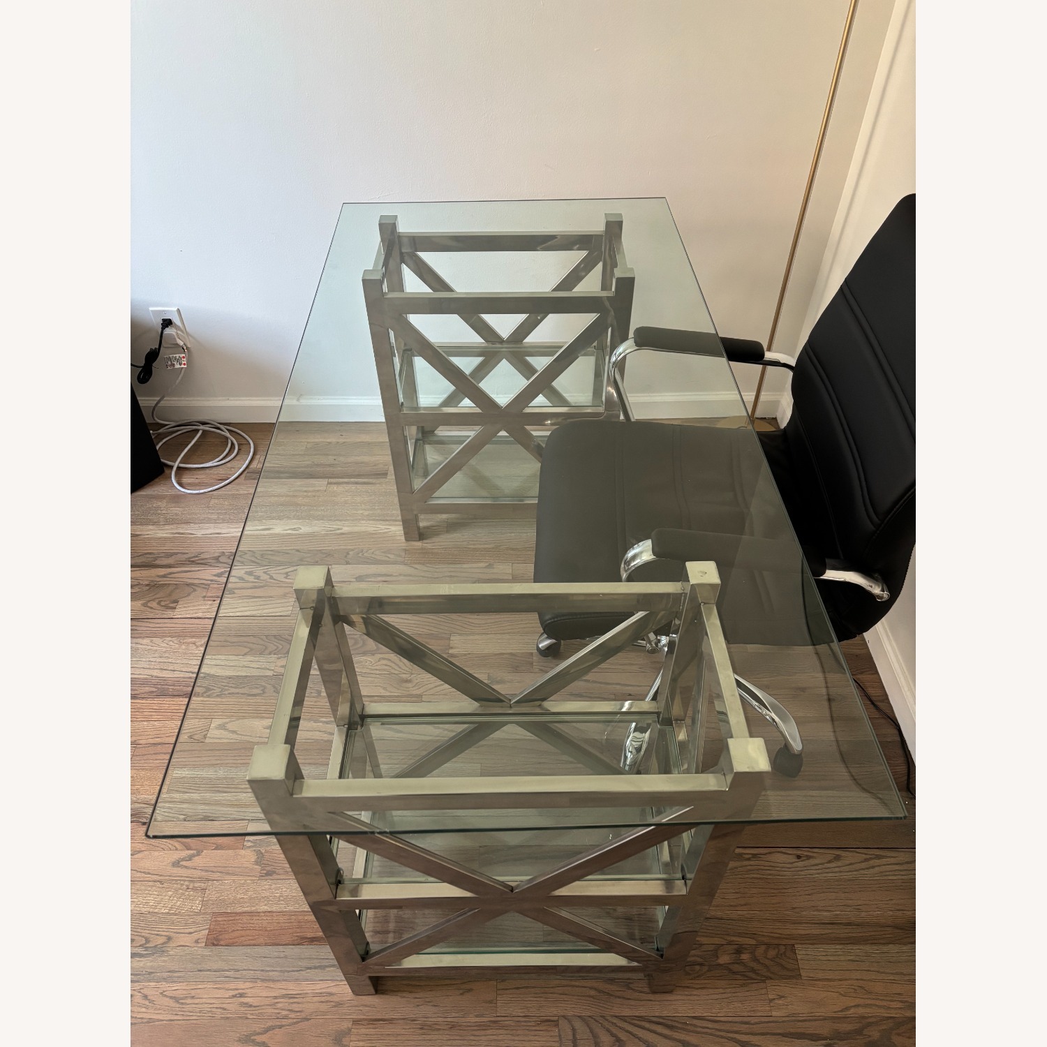 Andrew Martin Glass & Chrome Desk - image-8