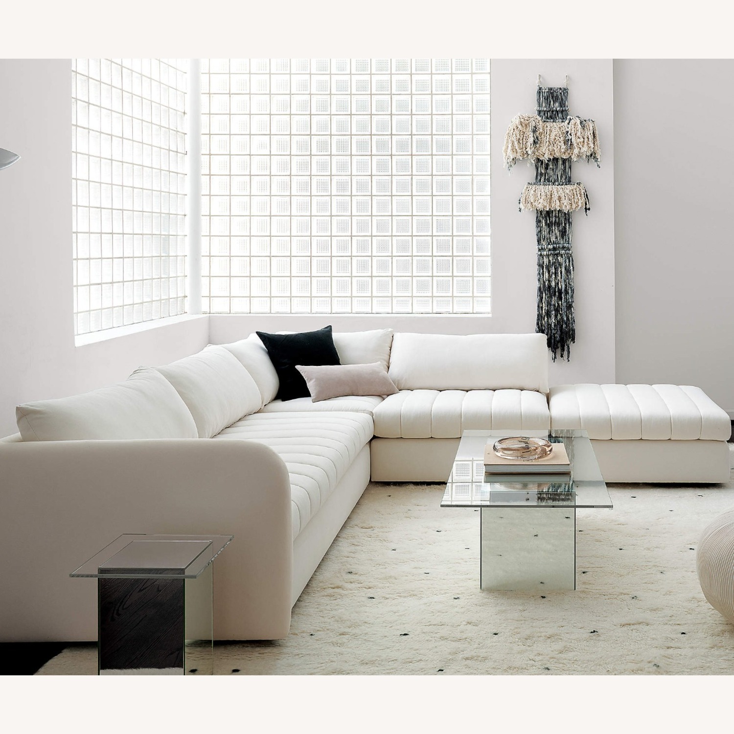 CB2 Kara Mann White Sectional Stitch Sofa - image-1
