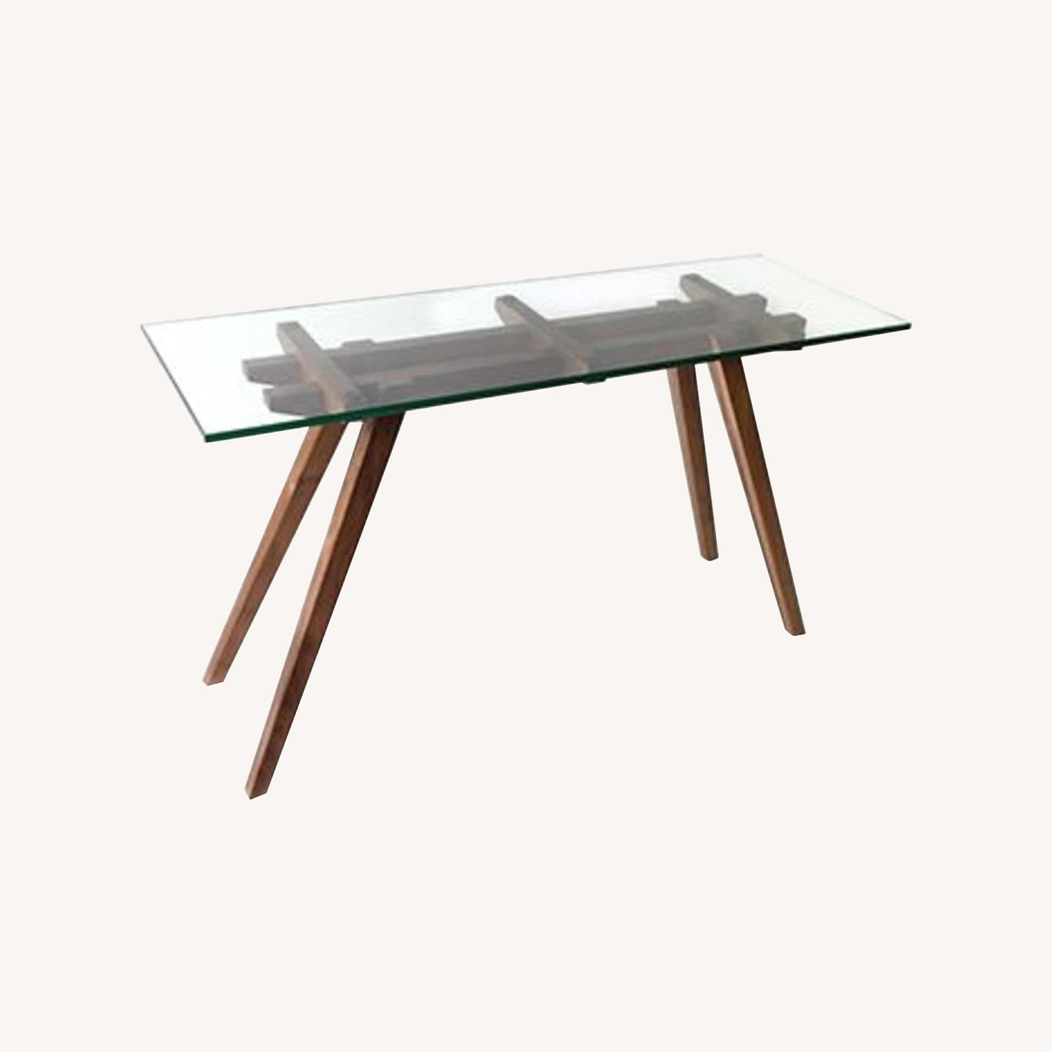Organic Modernism Glass and Wood Dining Table - AptDeco