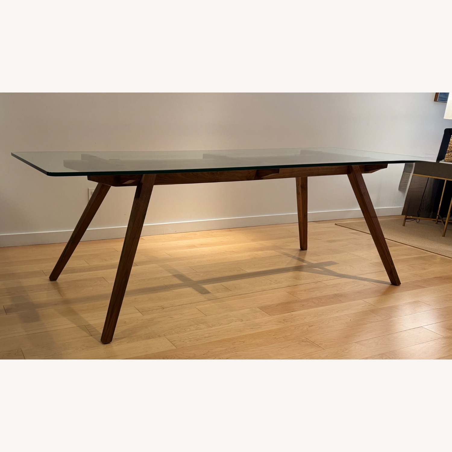 Organic Modernism Glass and Wood Dining Table - AptDeco