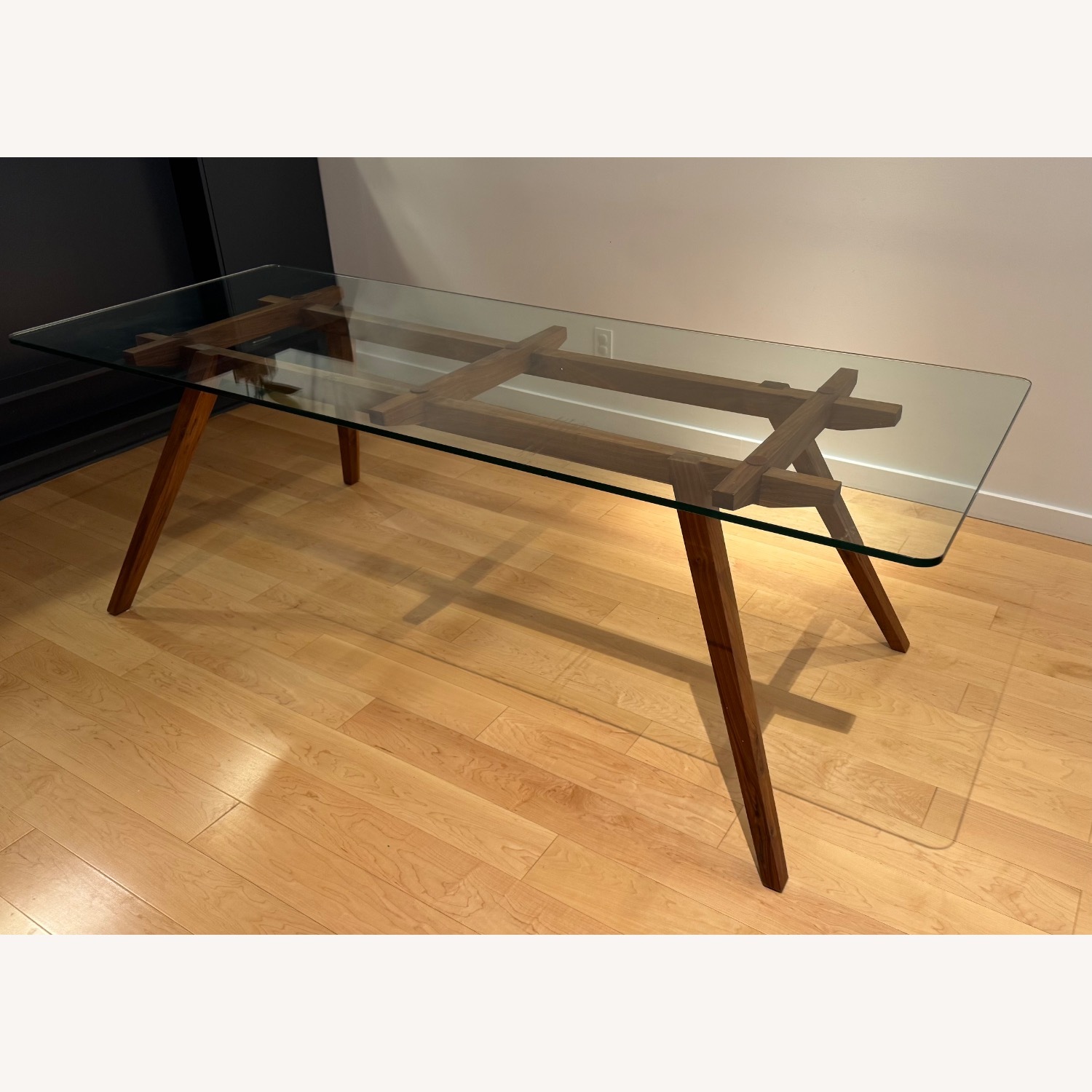 Organic Modernism Glass and Wood Dining Table - AptDeco