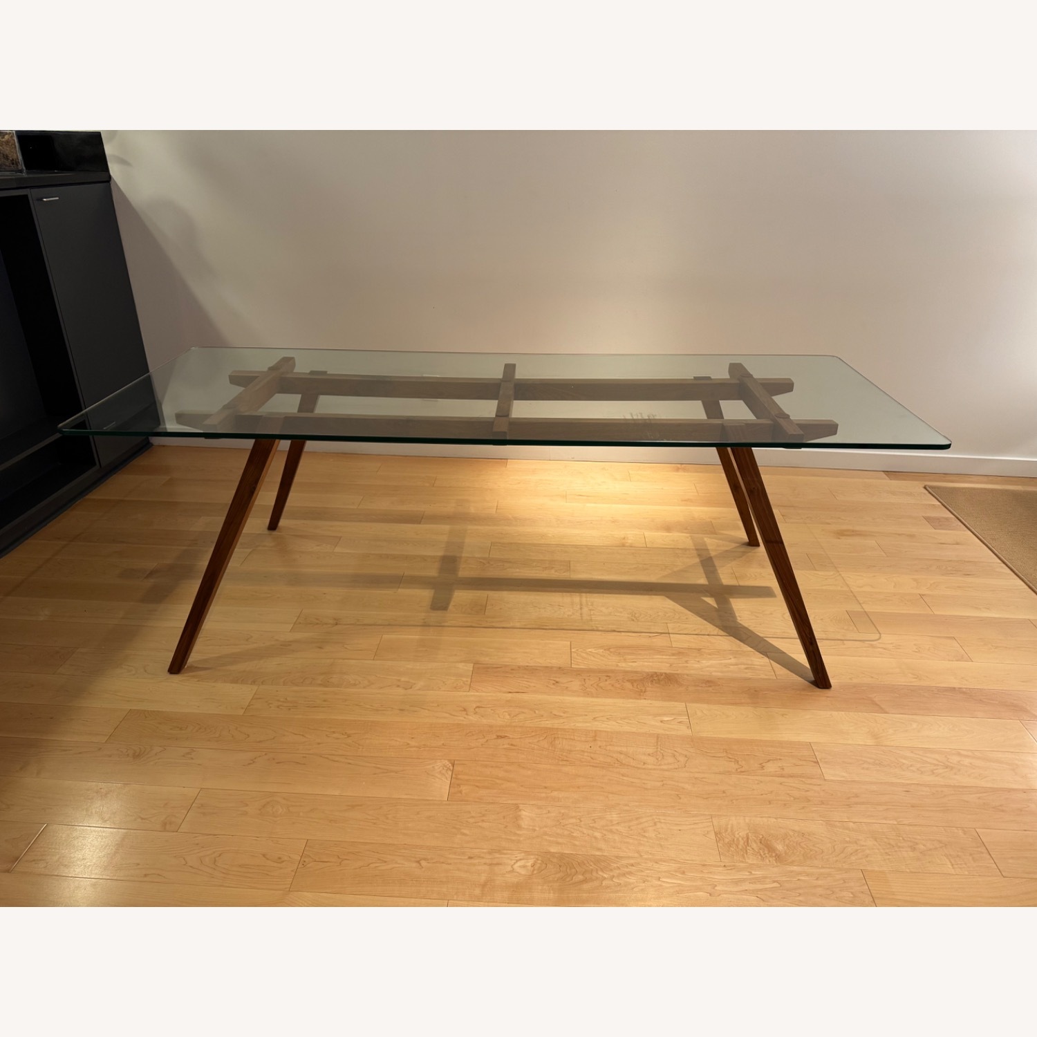 Organic Modernism Glass and Wood Dining Table - AptDeco
