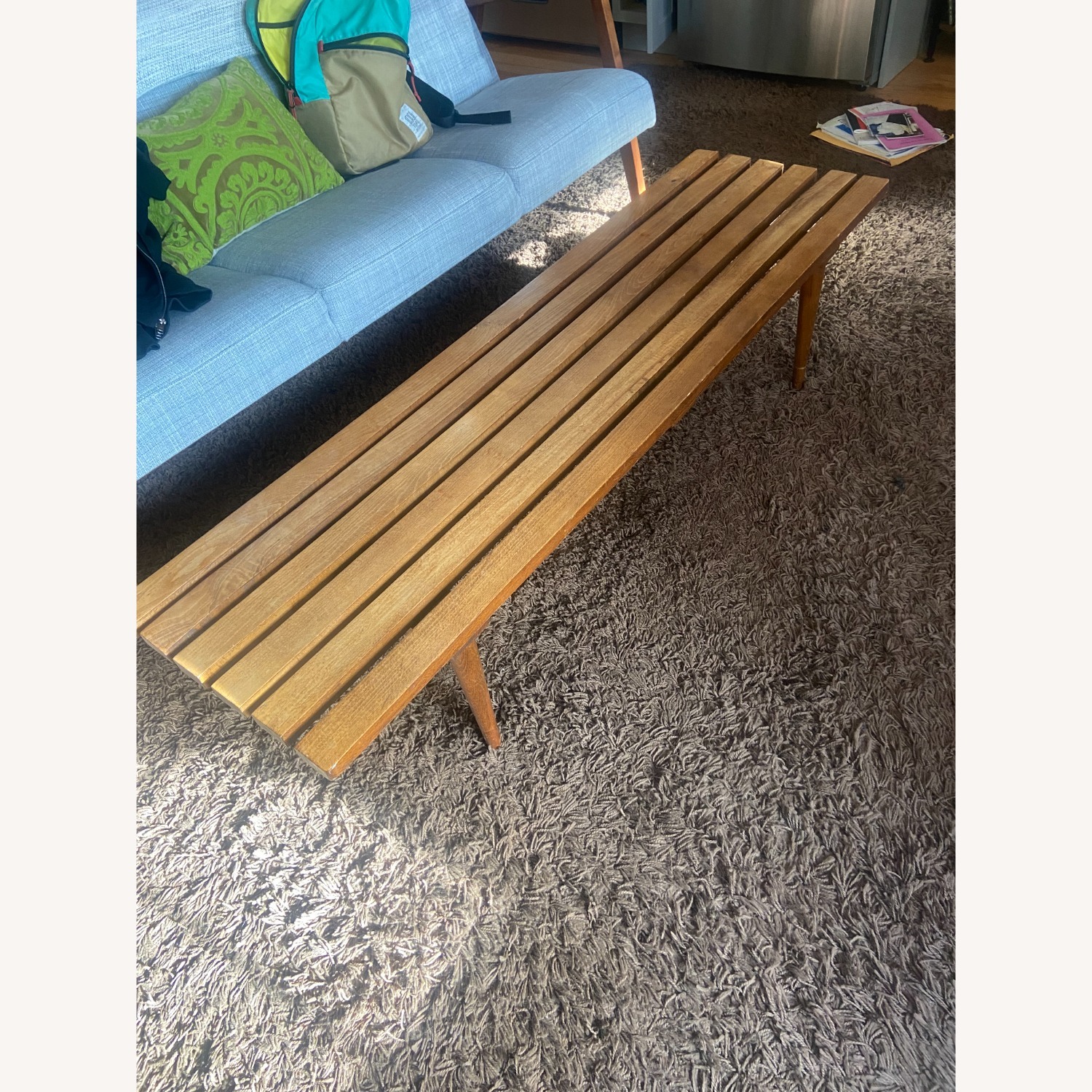 Vintage Mid-century Wood Slat Coffee Table - image-7