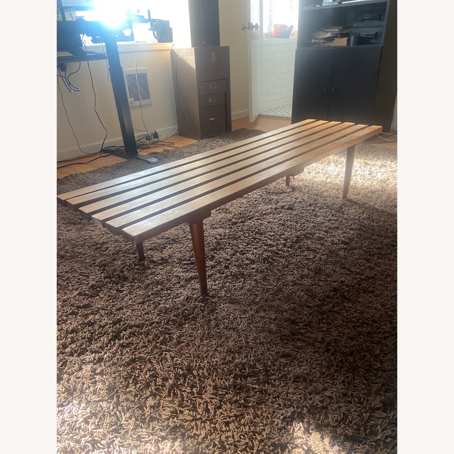 Vintage Mid-century Wood Slat Coffee Table - image-1