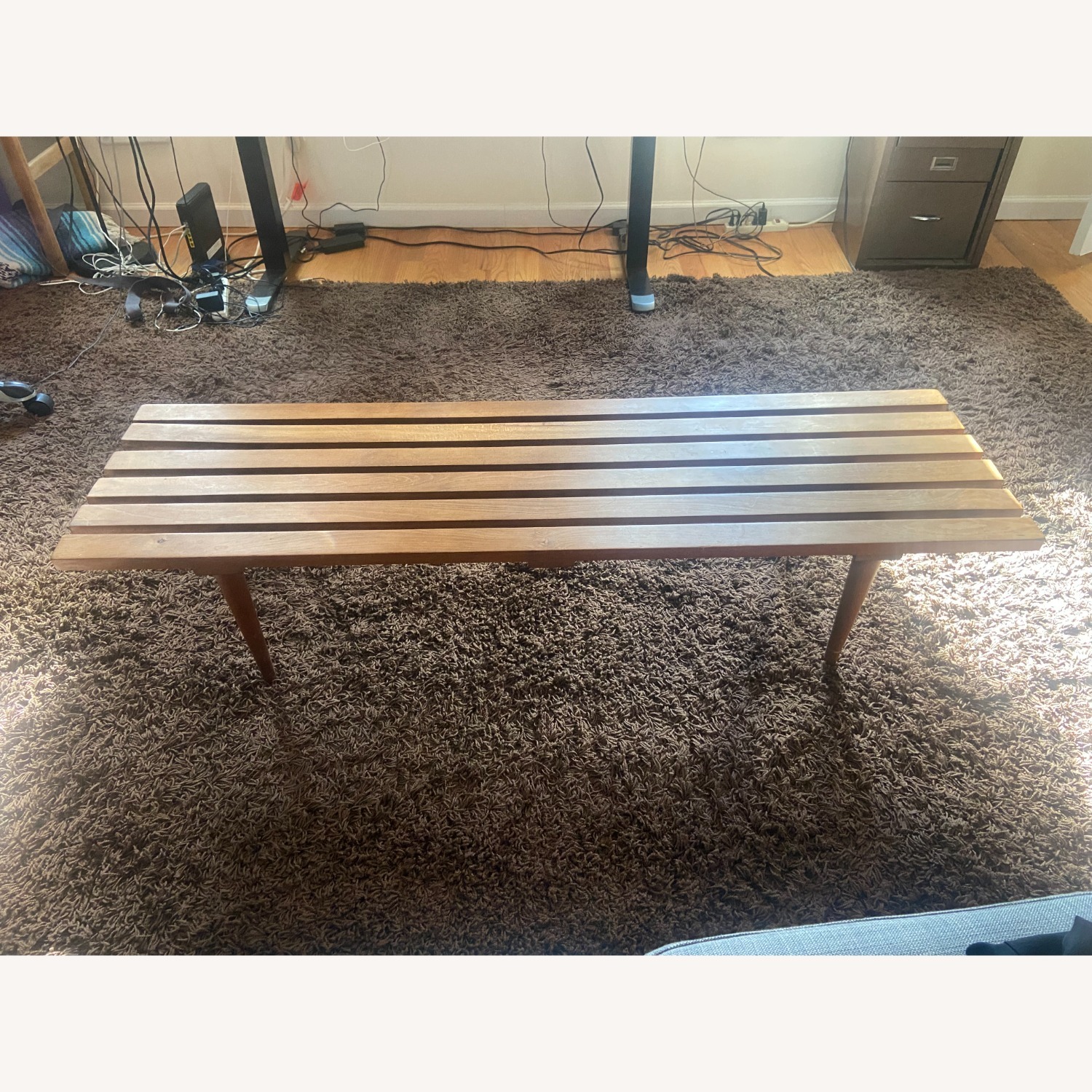Vintage Mid-century Wood Slat Coffee Table - image-2