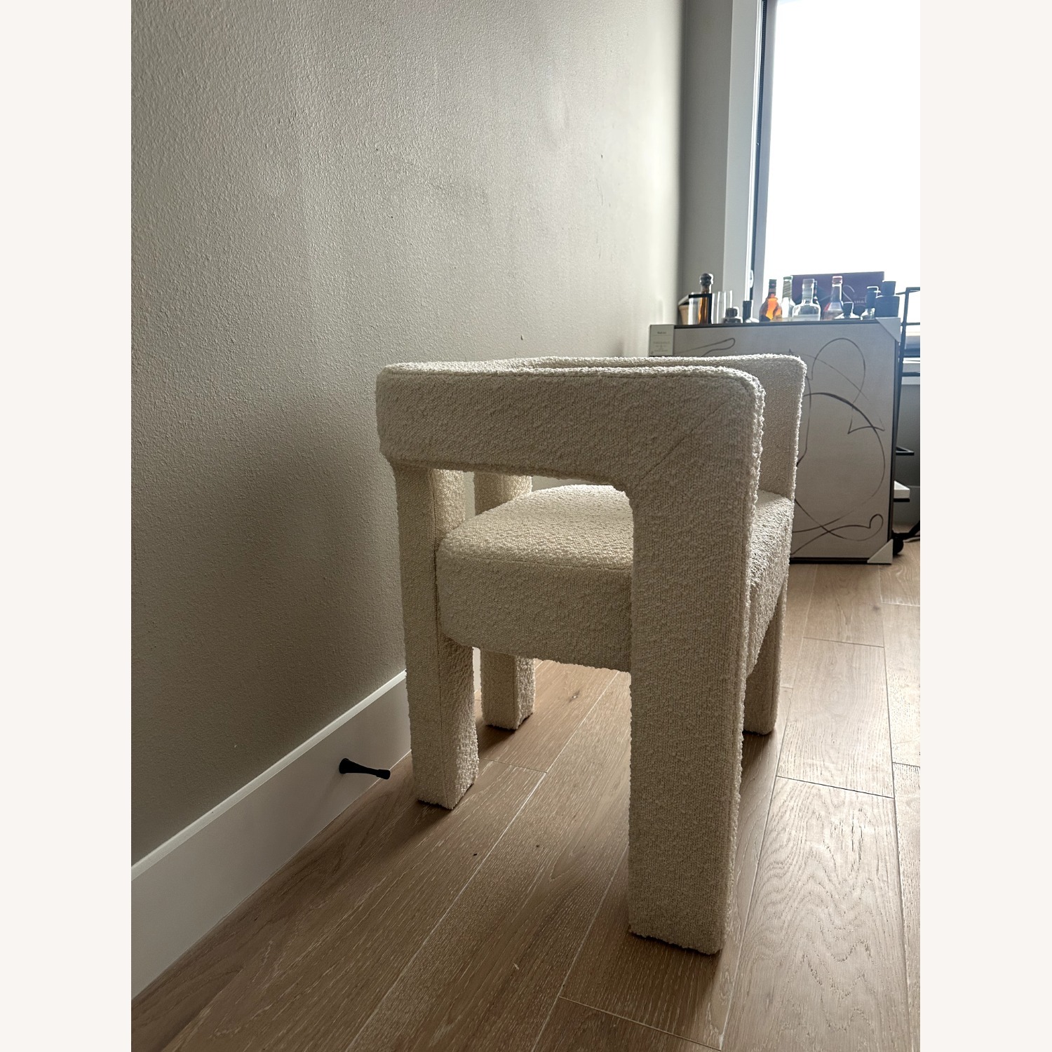 CB2 Stature Ivory White Boucle Dining Chair Set - Four - image-3