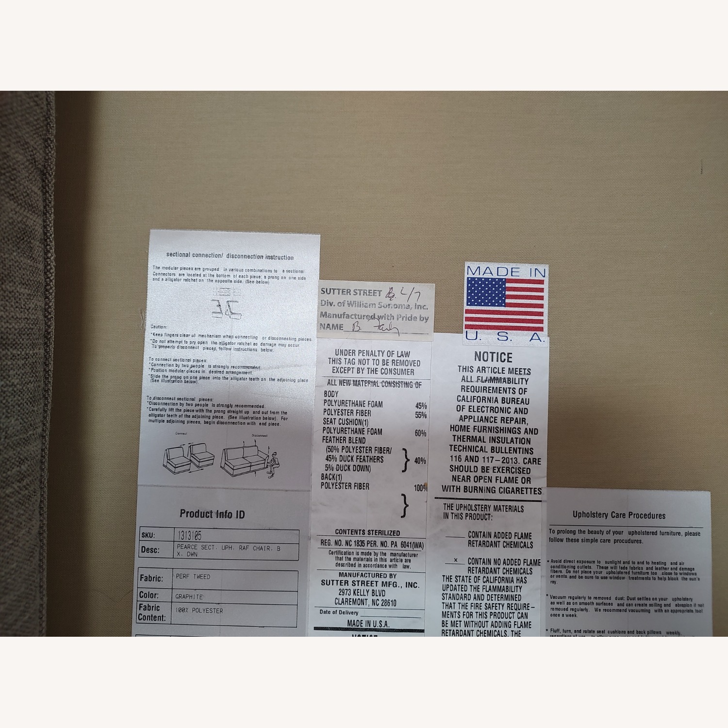 PotteryBarn Pearce Roll Arm 3 L Shaped Wedge Sectional - image-3