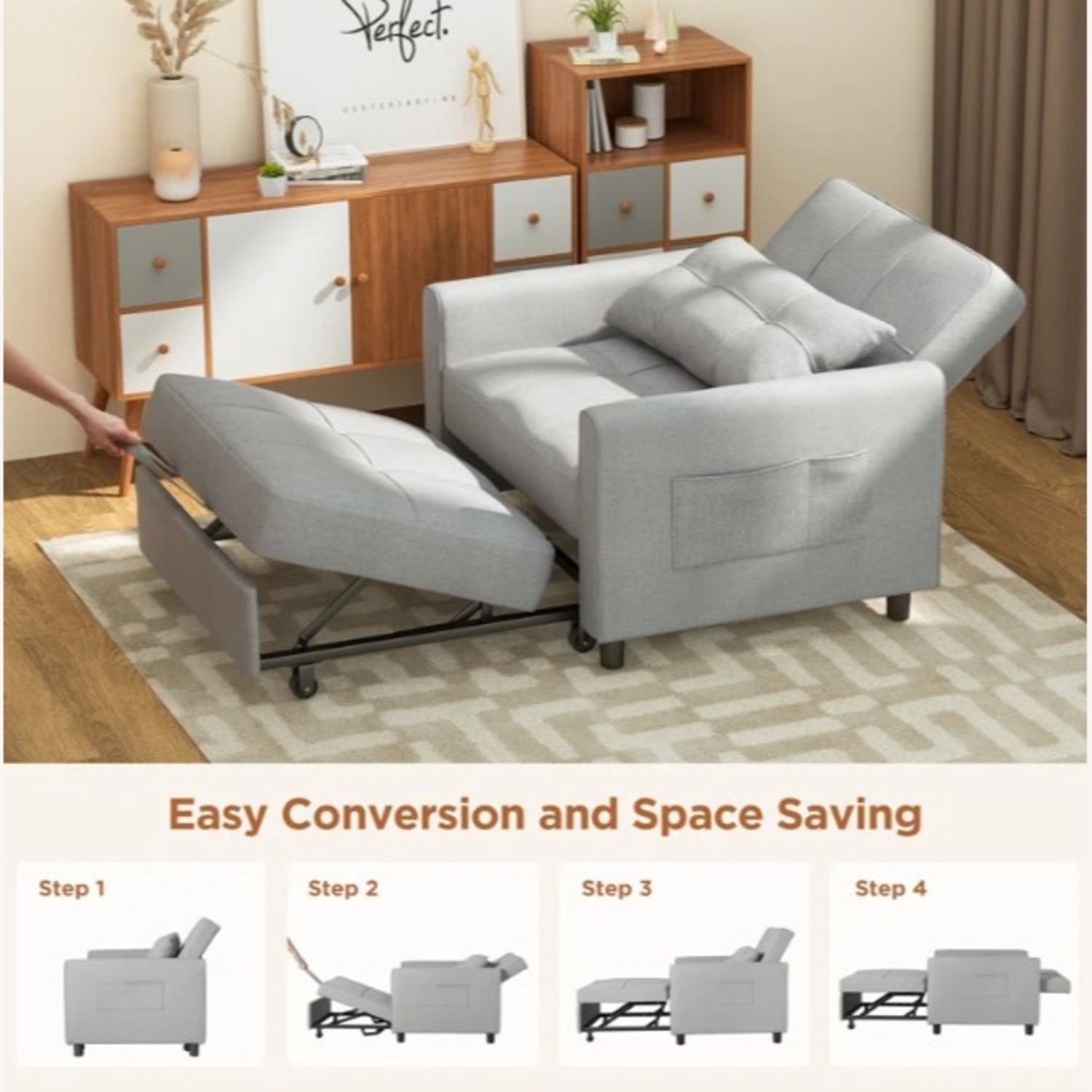 Wayfair Latitude Run 3-in-1 Adjustable Upholstered Sleeper Sofa Bed - image-6