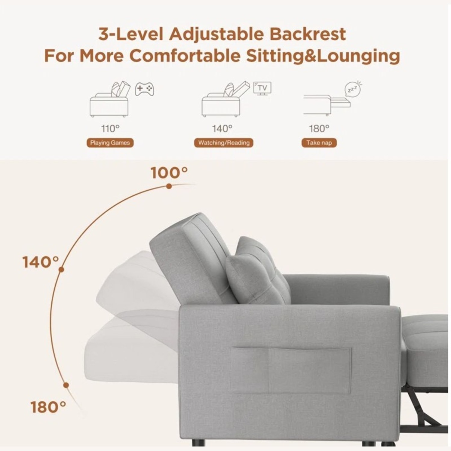 Wayfair Latitude Run 3-in-1 Adjustable Upholstered Sleeper Sofa Bed - image-7