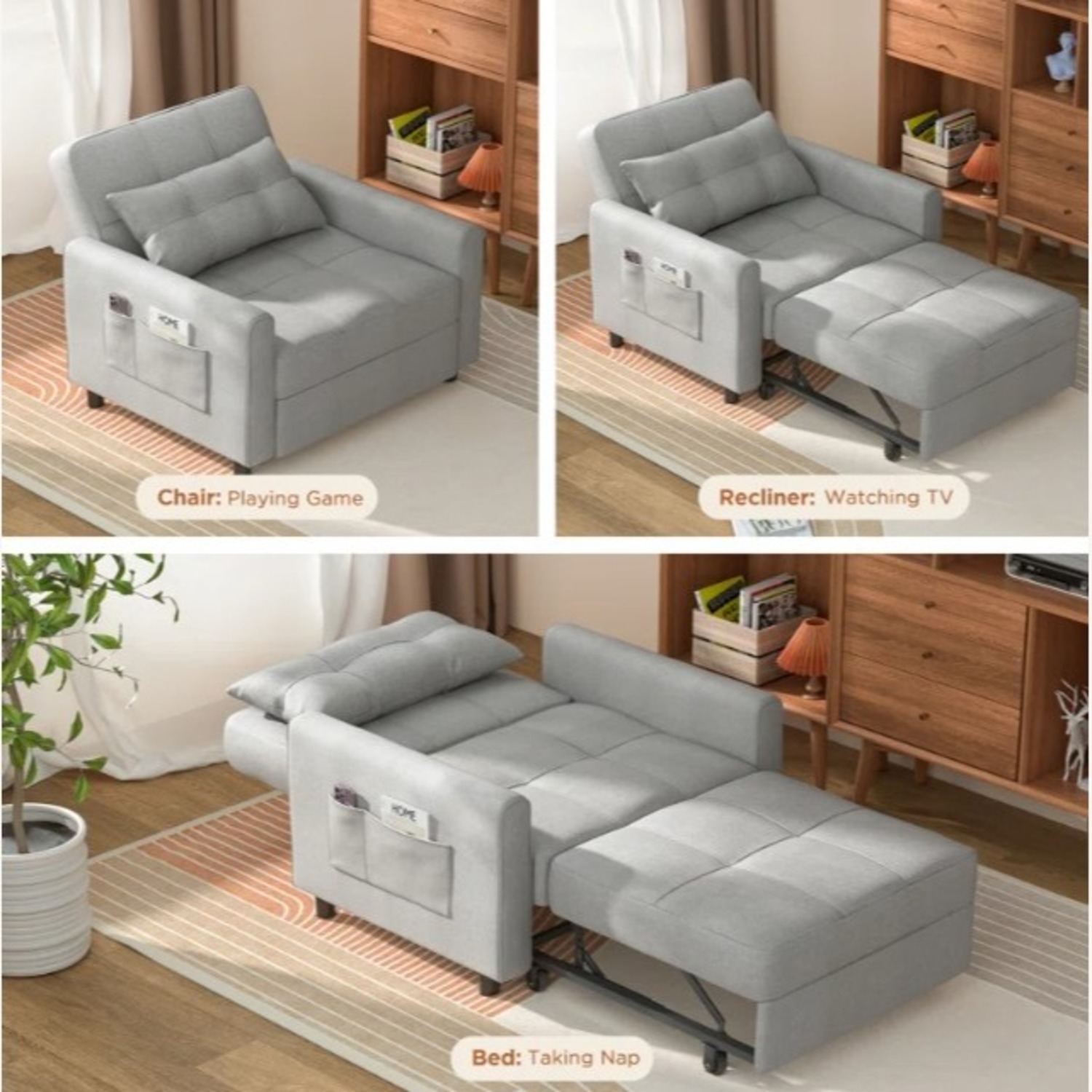 Wayfair Latitude Run 3-in-1 Adjustable Upholstered Sleeper Sofa Bed - image-5