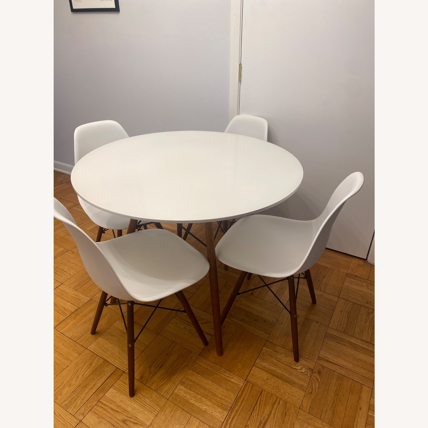 AllModern Round White and Wood Dining Set - image-3