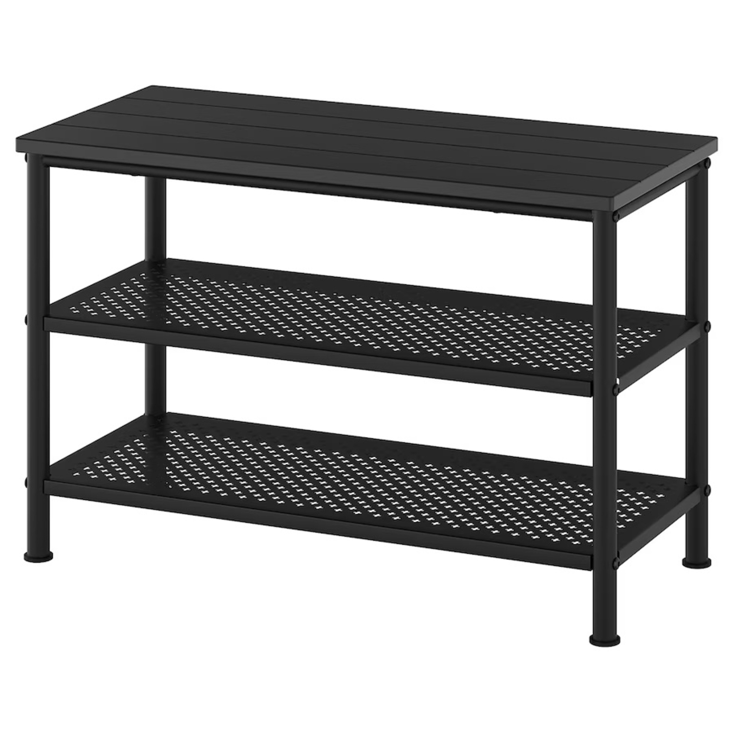 PINNIG 　ピンニグ コートラック 靴収納 ブラック193x37x90 cm PINNIG Coat rack with shoe storage bench, black - IKEA