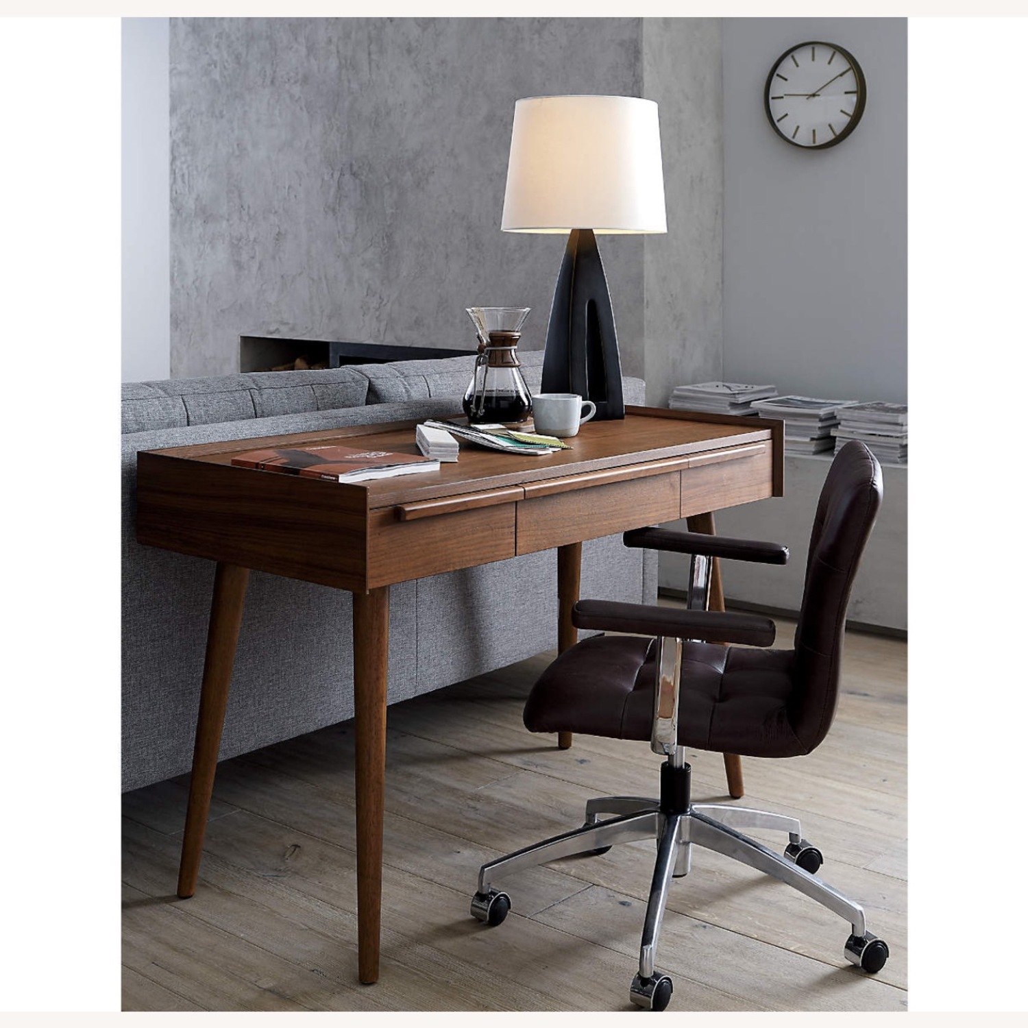 Crate & Barrel Tate 48" Walnut Desk with Outlet - image-7