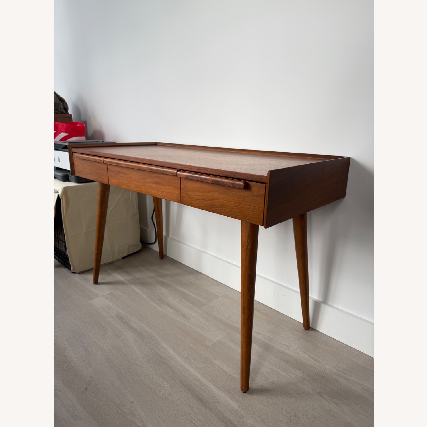Crate & Barrel Tate 48" Walnut Desk with Outlet - image-1