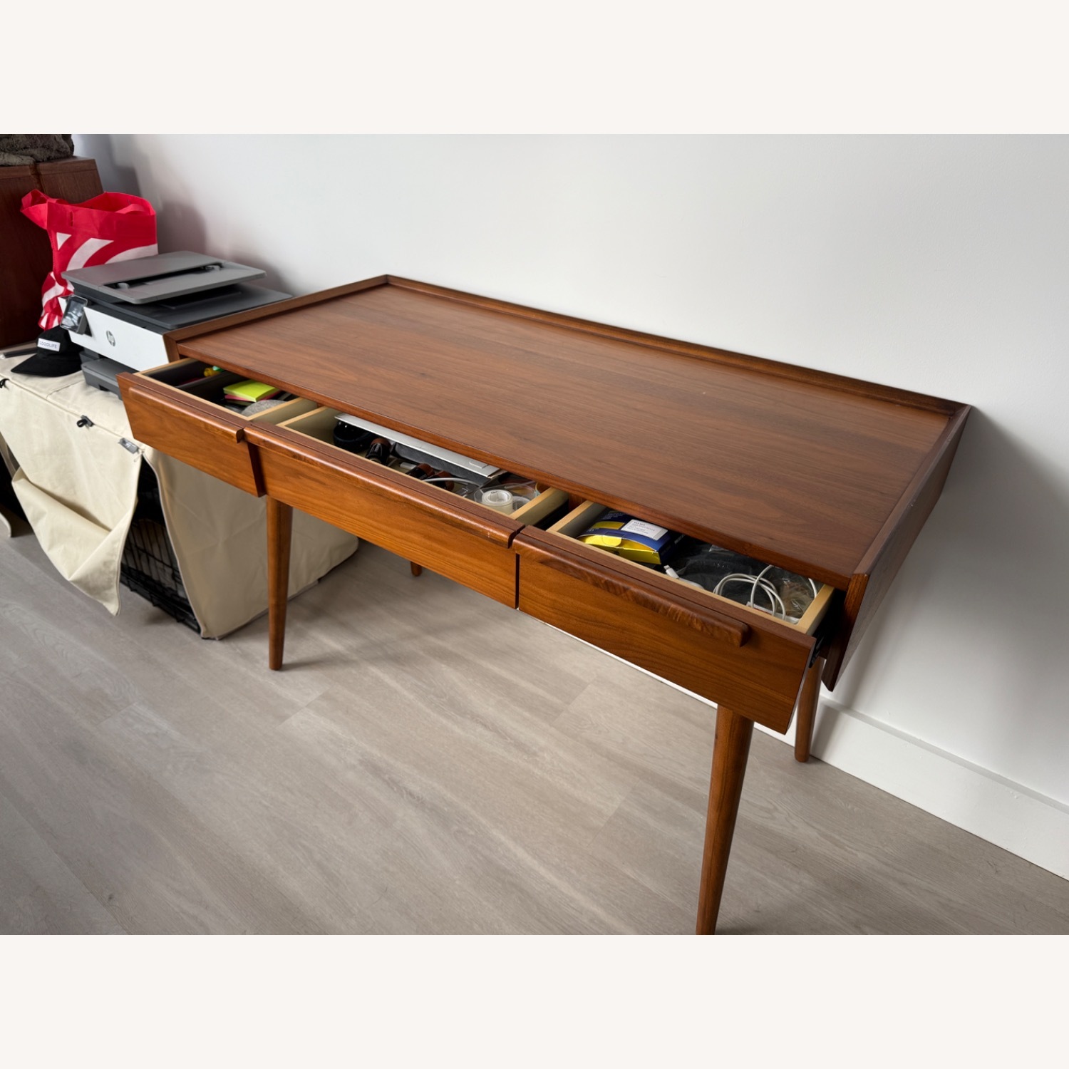 Crate & Barrel Tate 48" Walnut Desk with Outlet - image-10