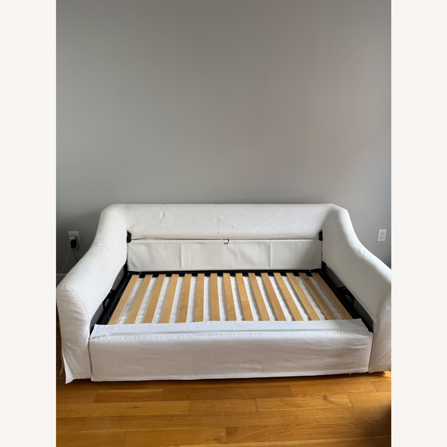 IKEA White HYLTARP Sleeper Sofa - image-4