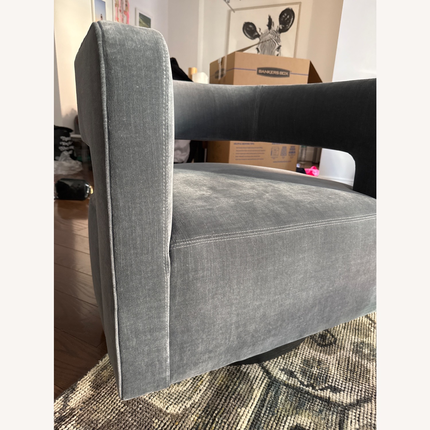 Restoration Hardware Drew Curved Swivel Chair - image-4