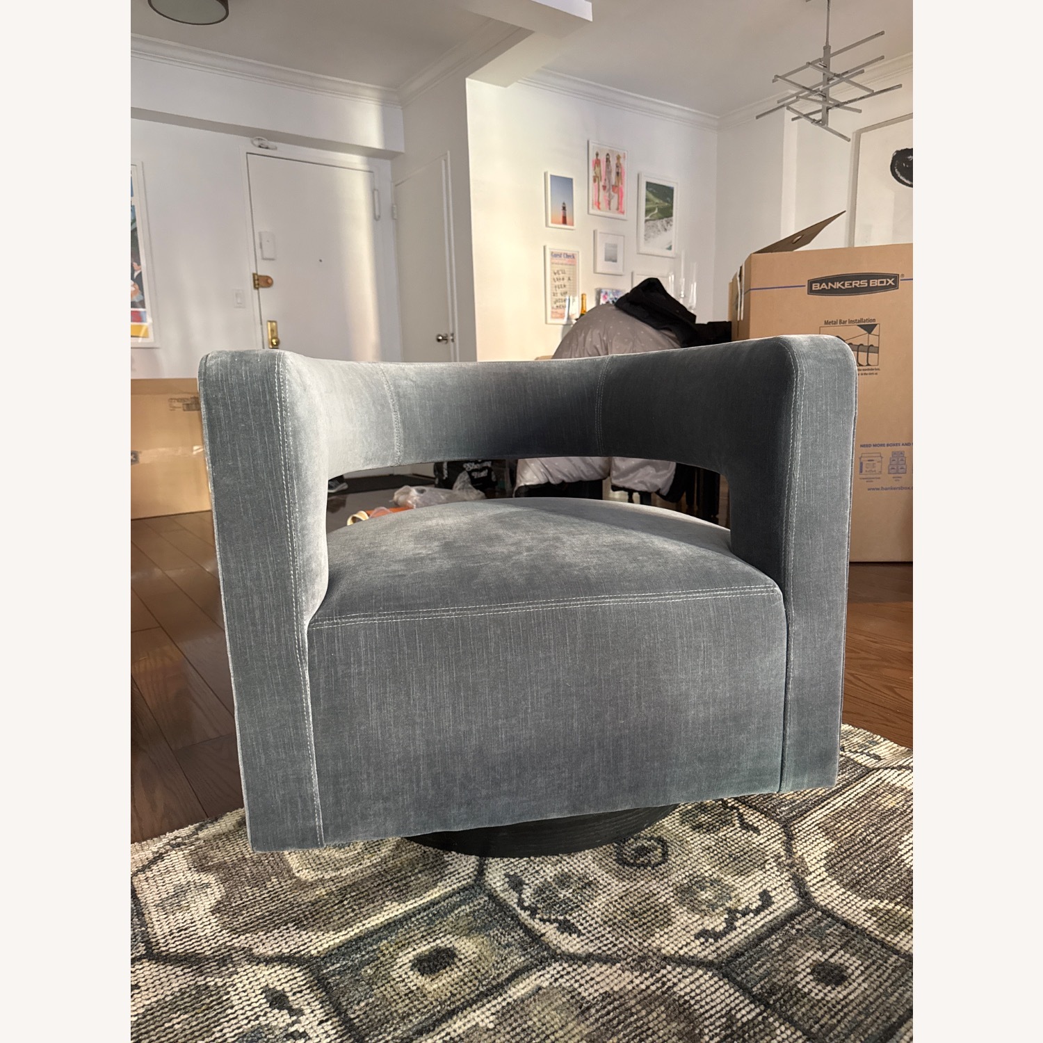 Restoration Hardware Drew Curved Swivel Chair - image-1