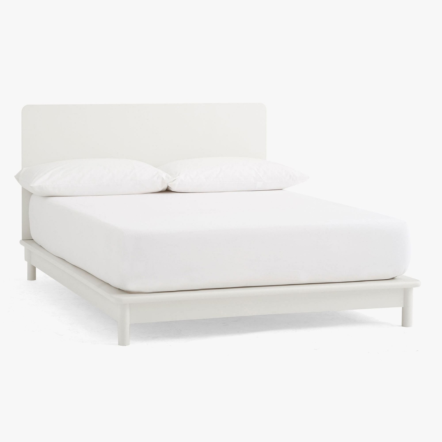 West Elm Tilden MCM White Bed Frame with Headboard - image-4