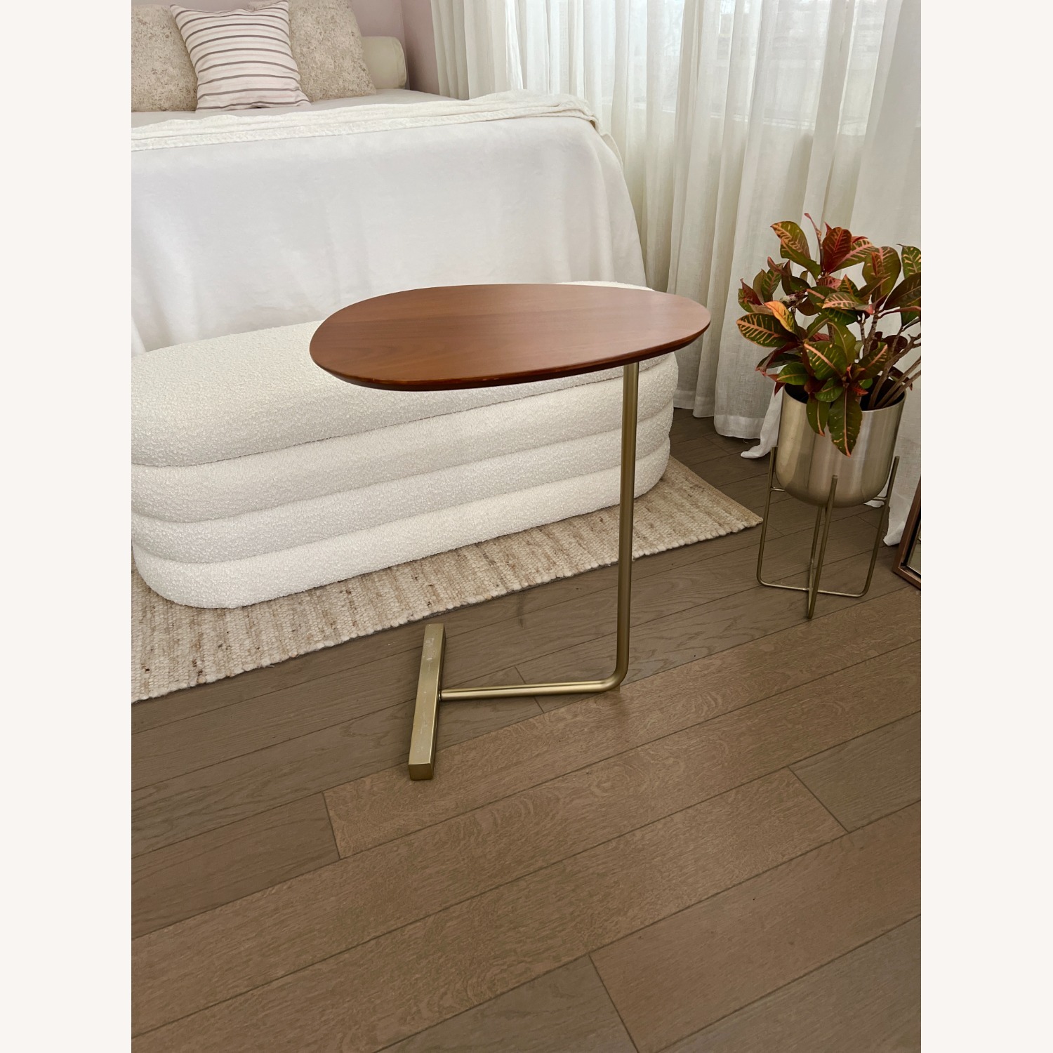 West Elm Charley C-Side Table in Walnut and Antique Brass