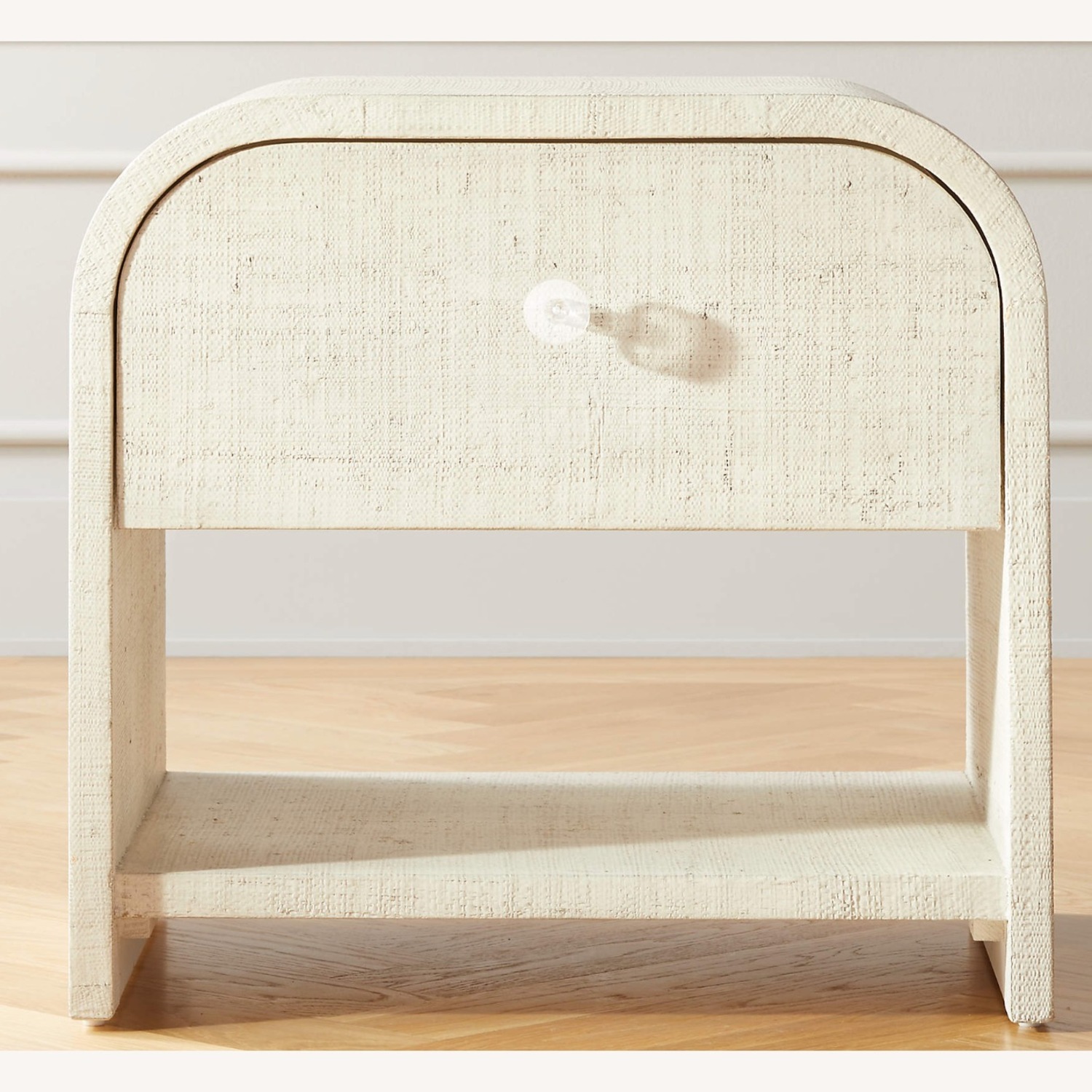 CB2 Set of Archer White Lacquered Linen Nightstand with Drawer - image-1