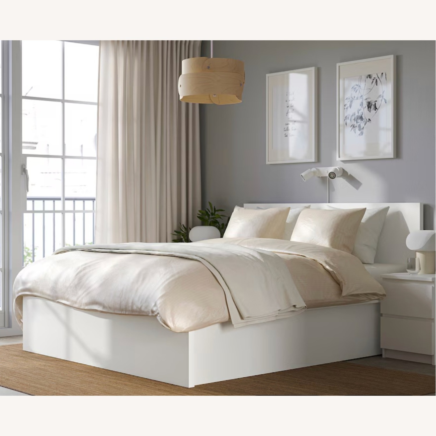 IKEA MALM Queen White Pull Up Storage Bed - image-1