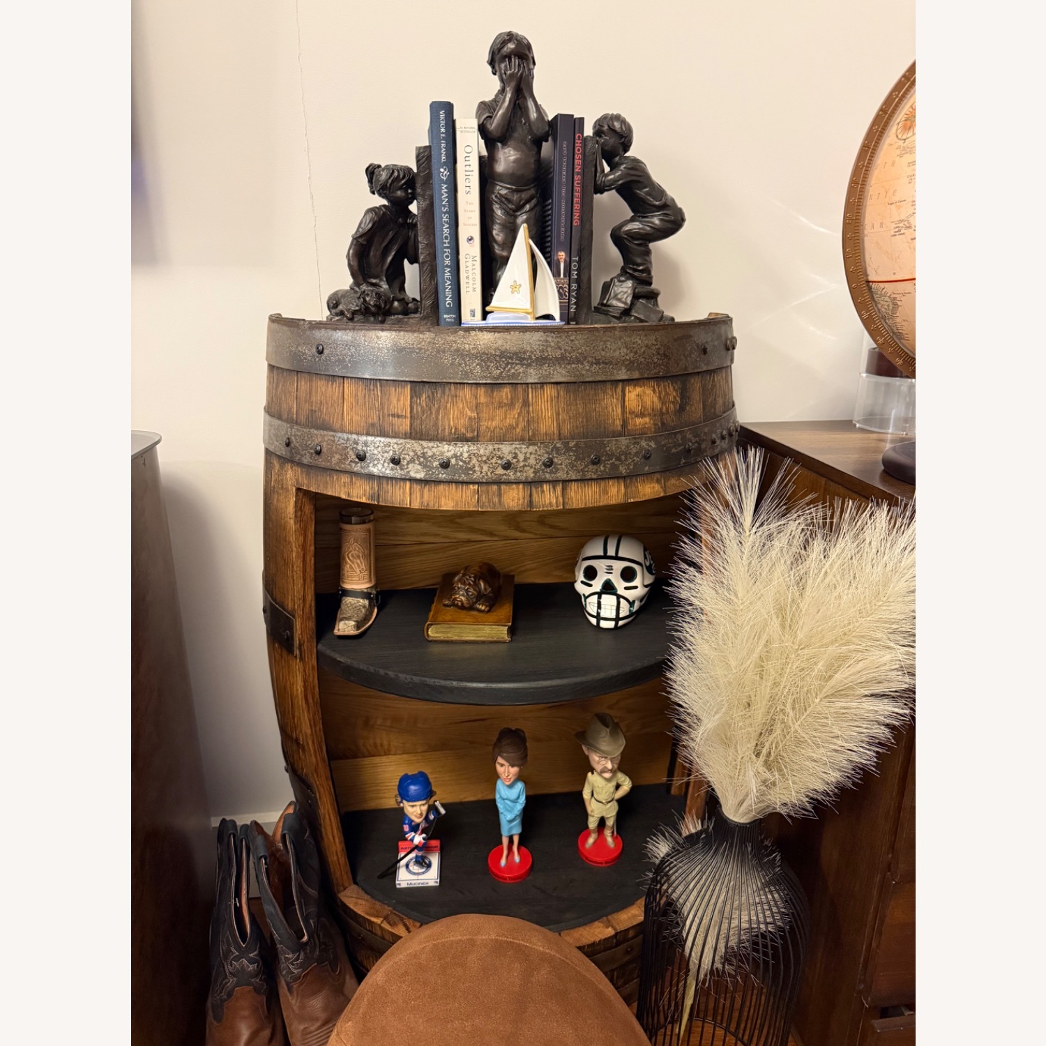 Open Shelf Barrel Storage Cabinet  - image-4